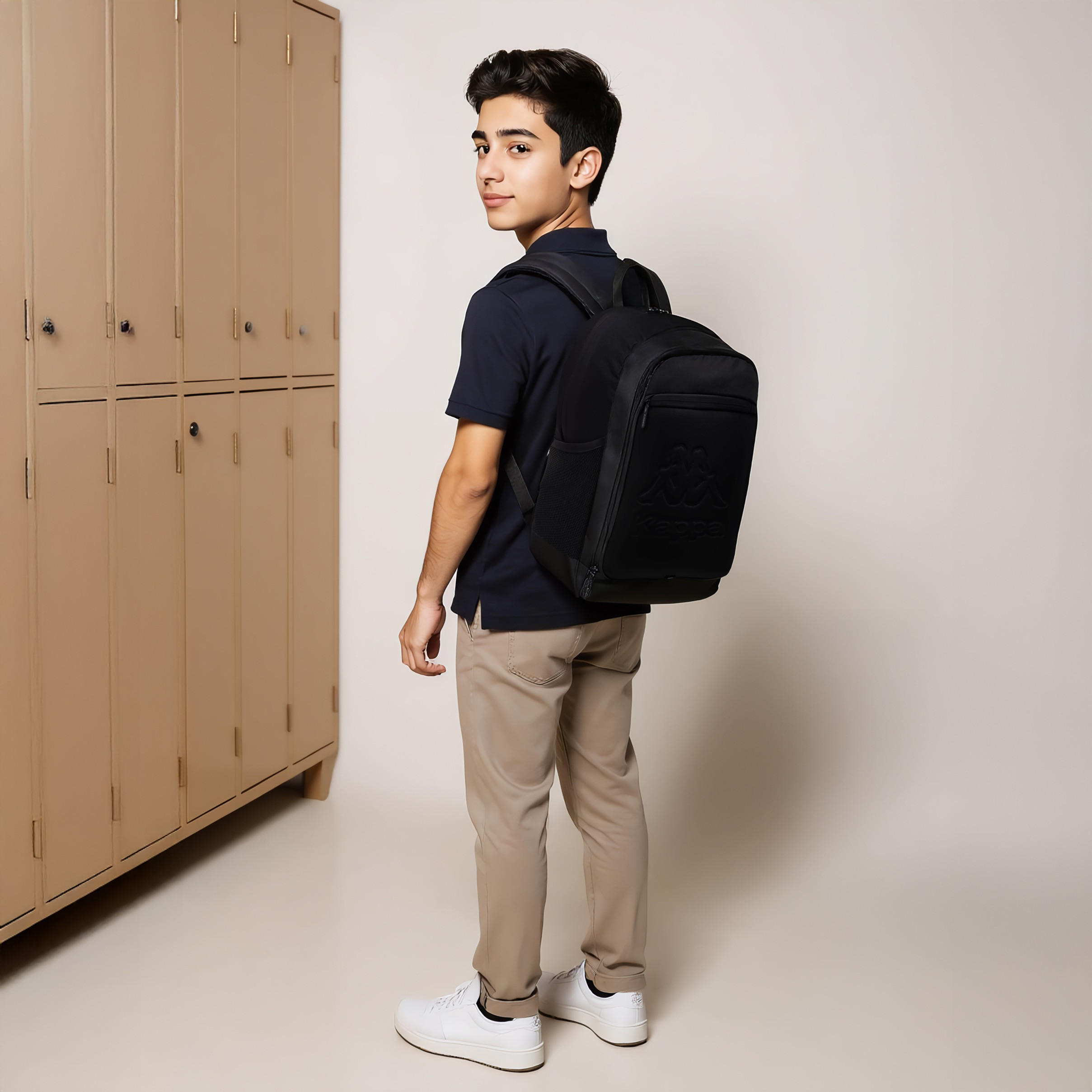 شنطة ظهر بنقوش شعار وحمّالات قابلة للتعديل وسحّاب إغلاق من كابا - 13×32×47 سم-school-bagsandbackpacks-backpacks-image-2