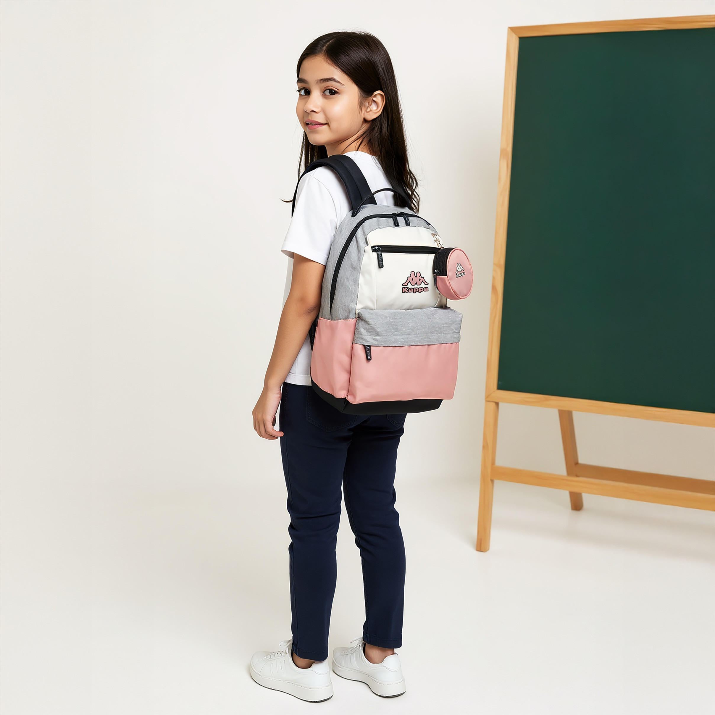 Kappa Colourblock School Backpack with Adjustable Straps and Pouch Set - 18x32x46 cm-school-bagsandbackpacks-backpacks-image-2