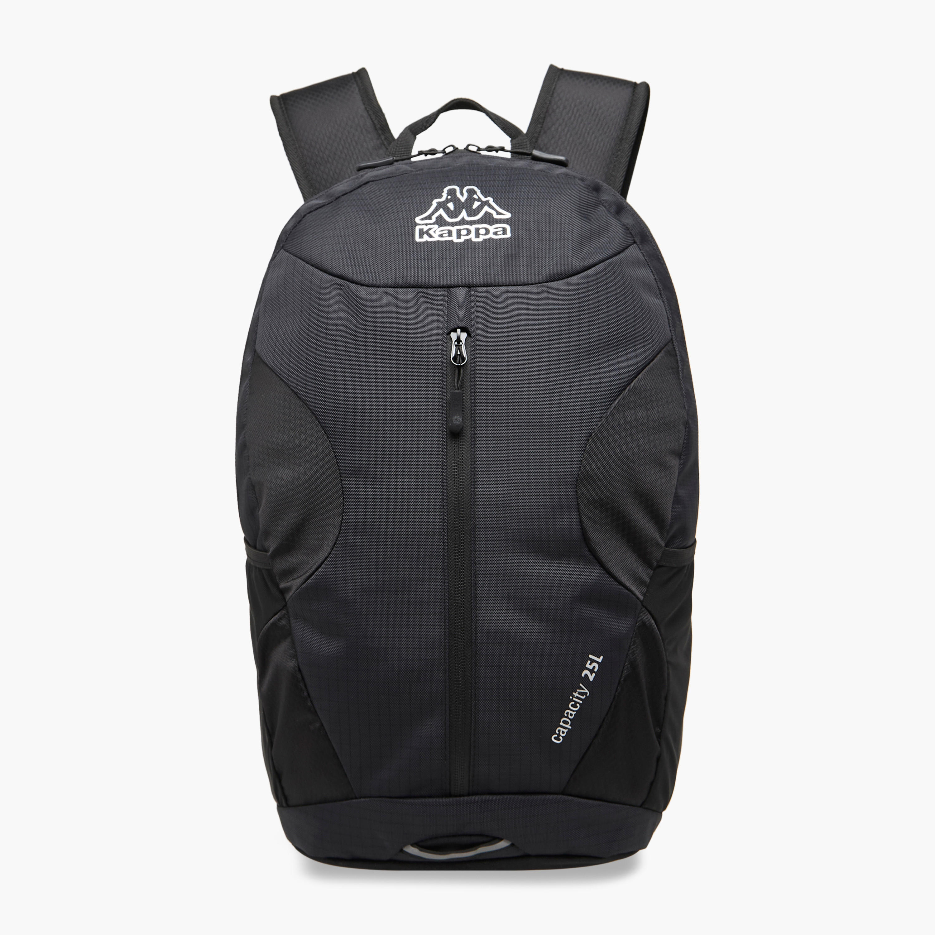 Kappa Logo Print Backpack with Adjustable Straps and Zip Closure - 16x46x27 cm-men-bags-image-1