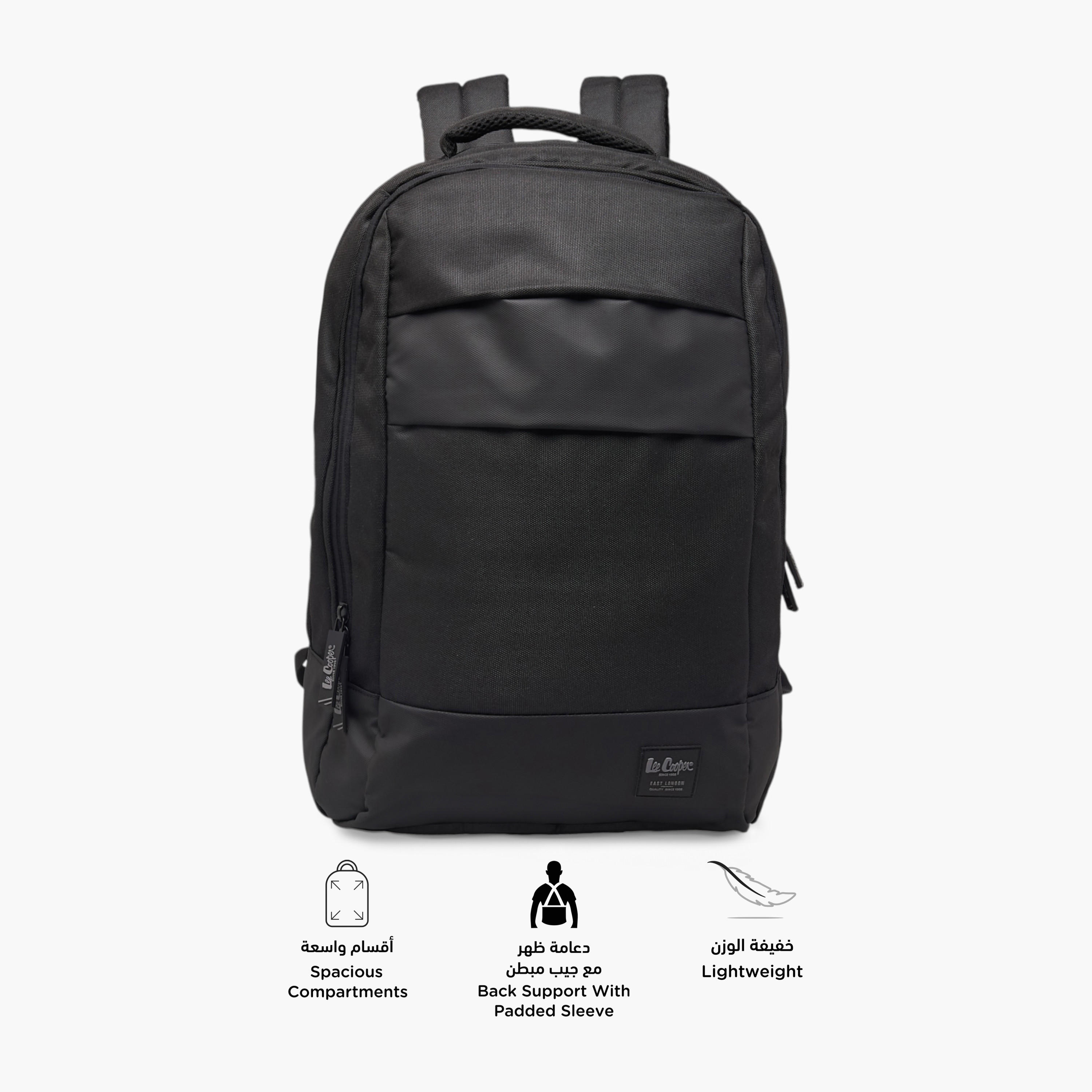 Lee Cooper Solid School Backpack with Adjustable Shoulder Straps and Zip Closure - 17x32x48 cms-school-bagsandbackpacks-backpacks-image-4
