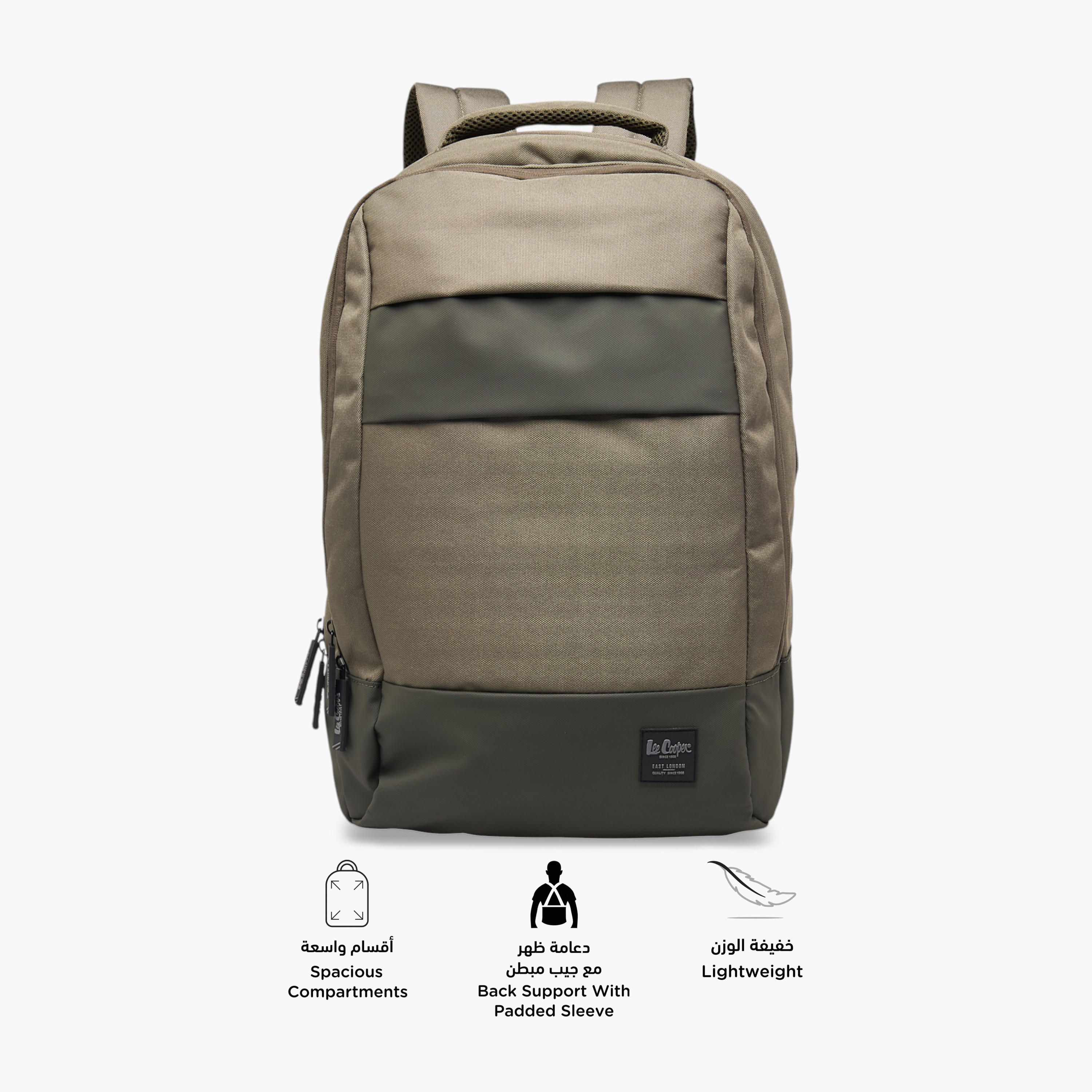 Lee Cooper Solid School Backpack with Adjustable Shoulder Straps and Zip Closure - 17x32x48 cms-school-bagsandbackpacks-backpacks-image-3
