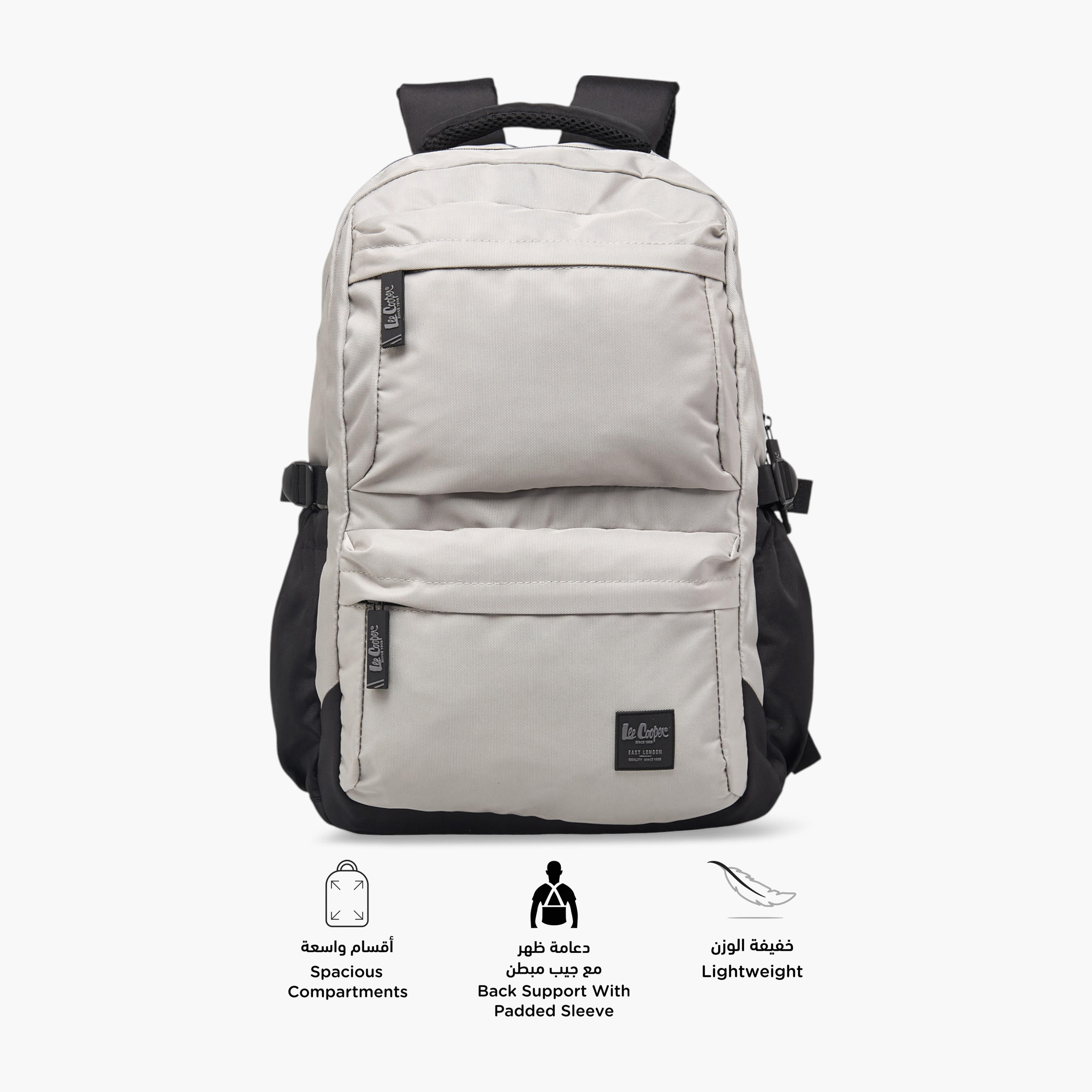 Lee Cooper Solid School Backpack with Adjustable Shoulder Straps and Zip Closure - 17x32x46 cms-school-bagsandbackpacks-backpacks-image-4