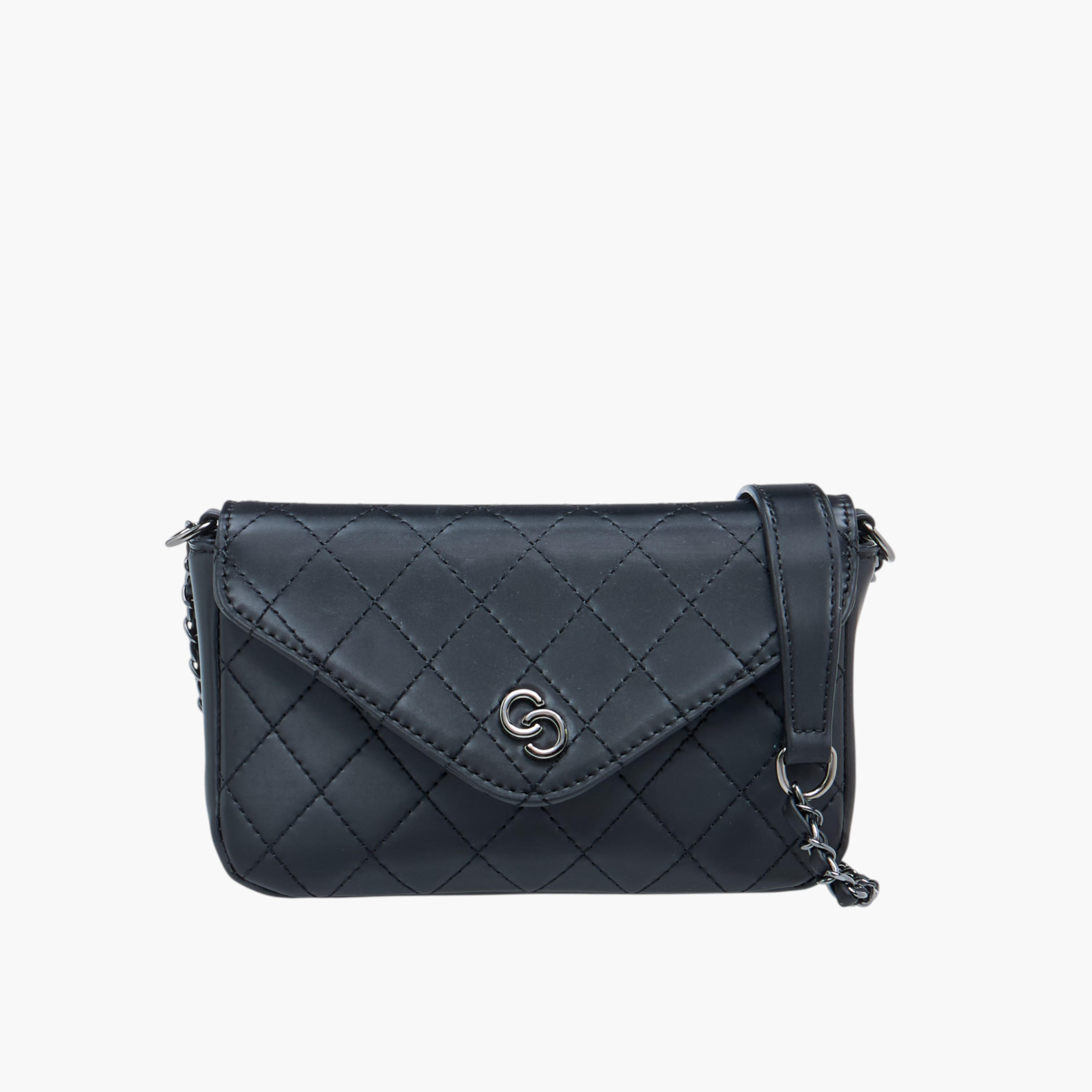 Celeste Quilted Crossbody Bag with Chain Strap and Flap Closure-women-bagsandwallets-handbags-image-1