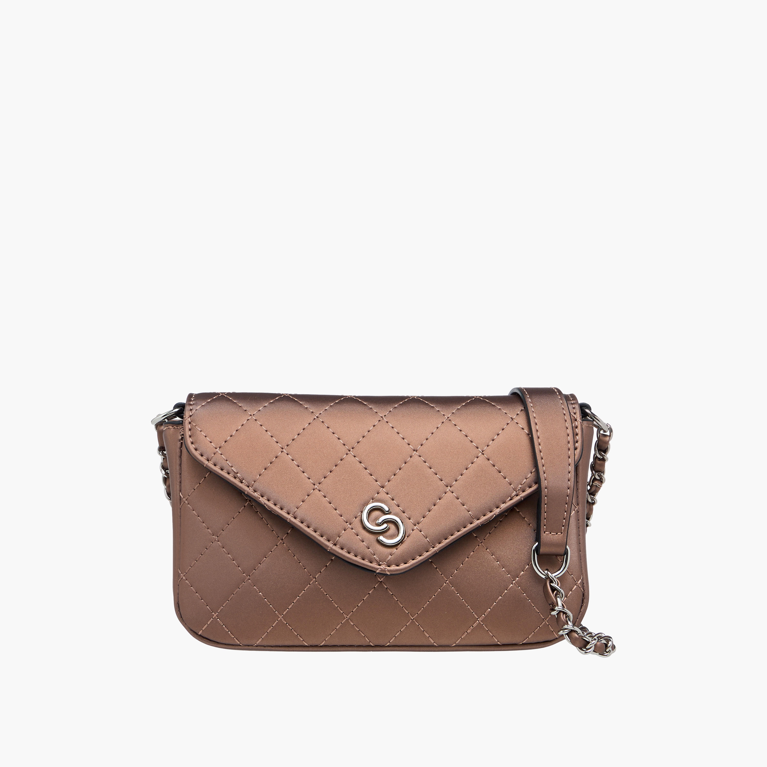 Celeste Quilted Crossbody Bag with Chain Strap and Flap Closure-women-bagsandwallets-handbags-image-1