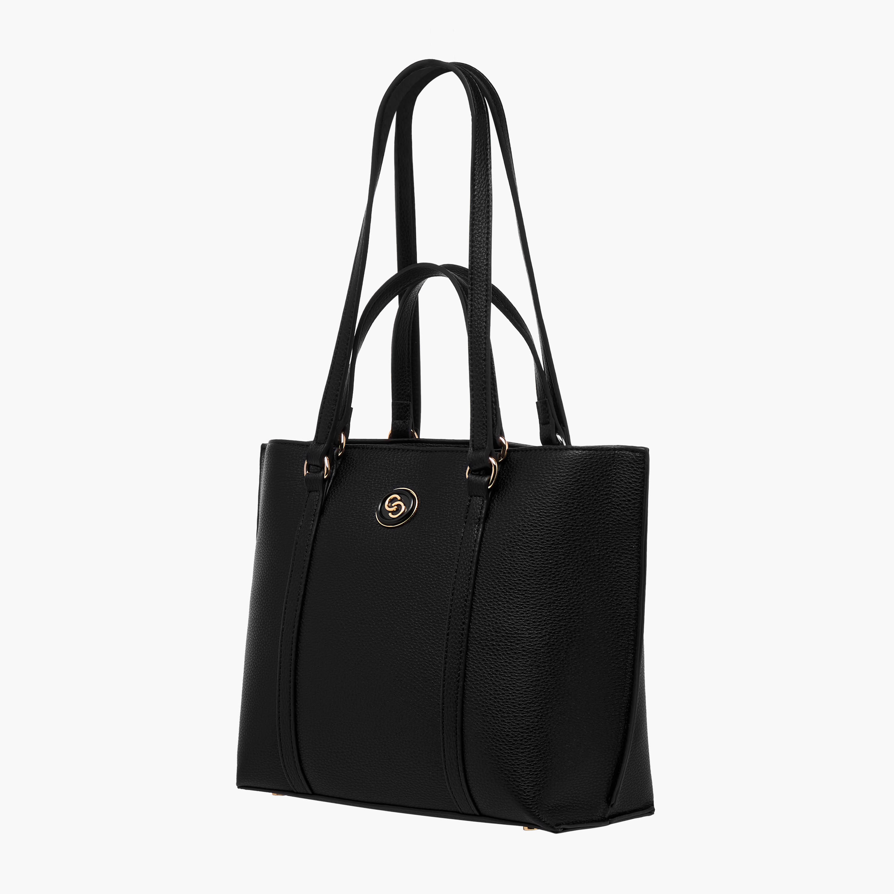Celeste Textured Tote Bag with Zip Closure and Double Handle-women-bagsandwallets-handbags-image-3