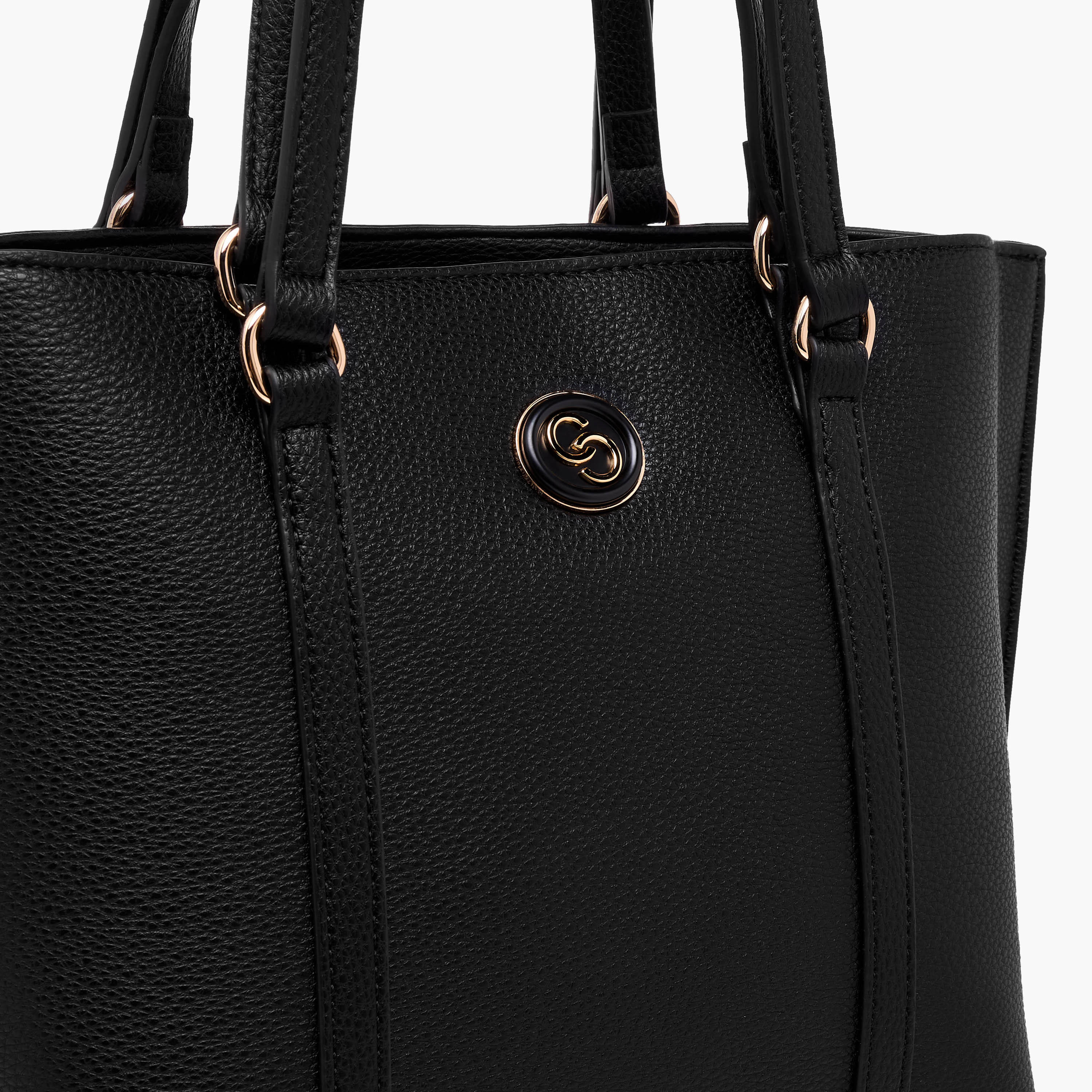 Celeste Textured Tote Bag with Zip Closure and Double Handle-women-bagsandwallets-handbags-image-5