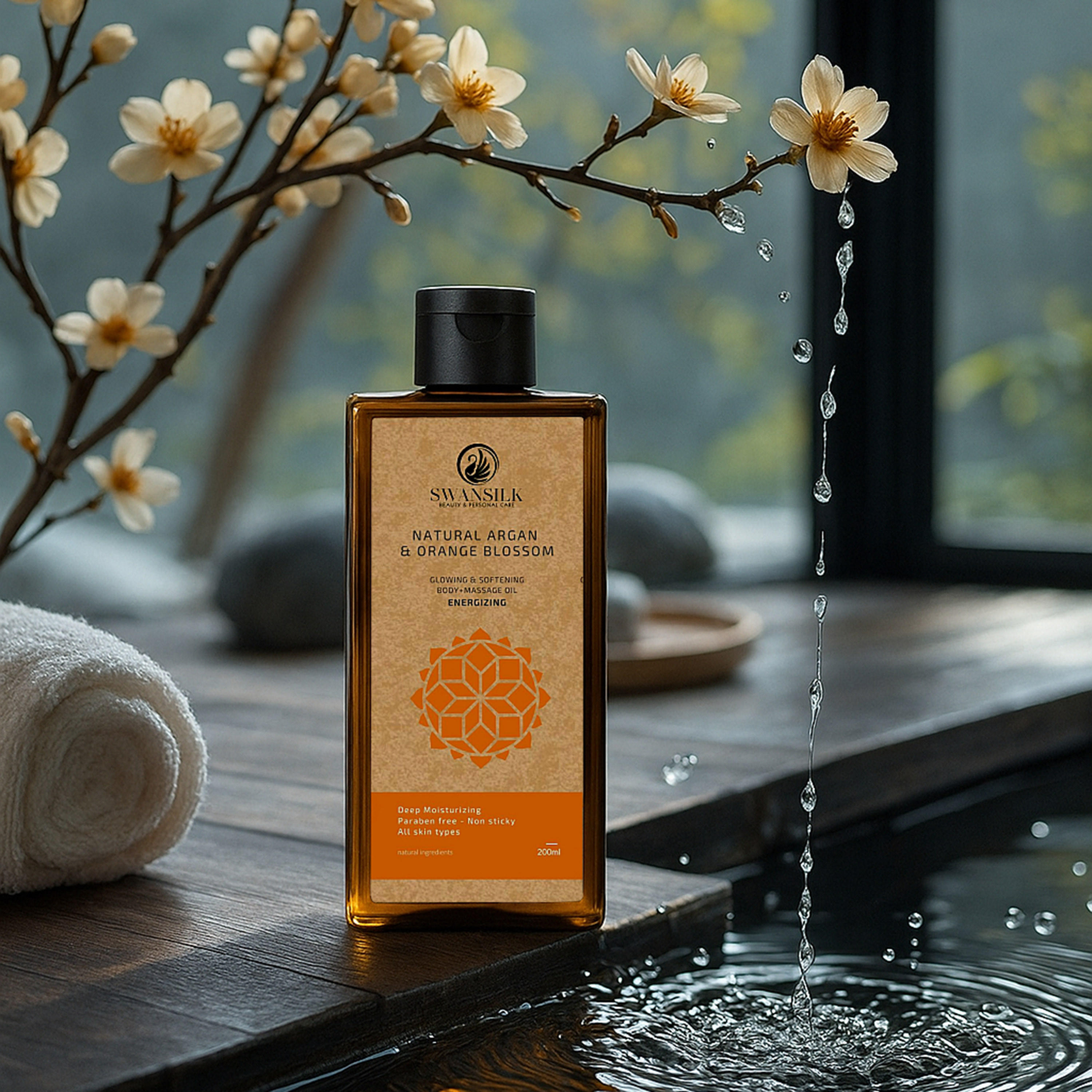 زيت تدليك وجسم بزيت الأرغان وبتلات البرتقال الطبيعي من سوانسيلك - 200 مل-beautyandpersonalcare-bathandbody-bodycare-oils-image-3
