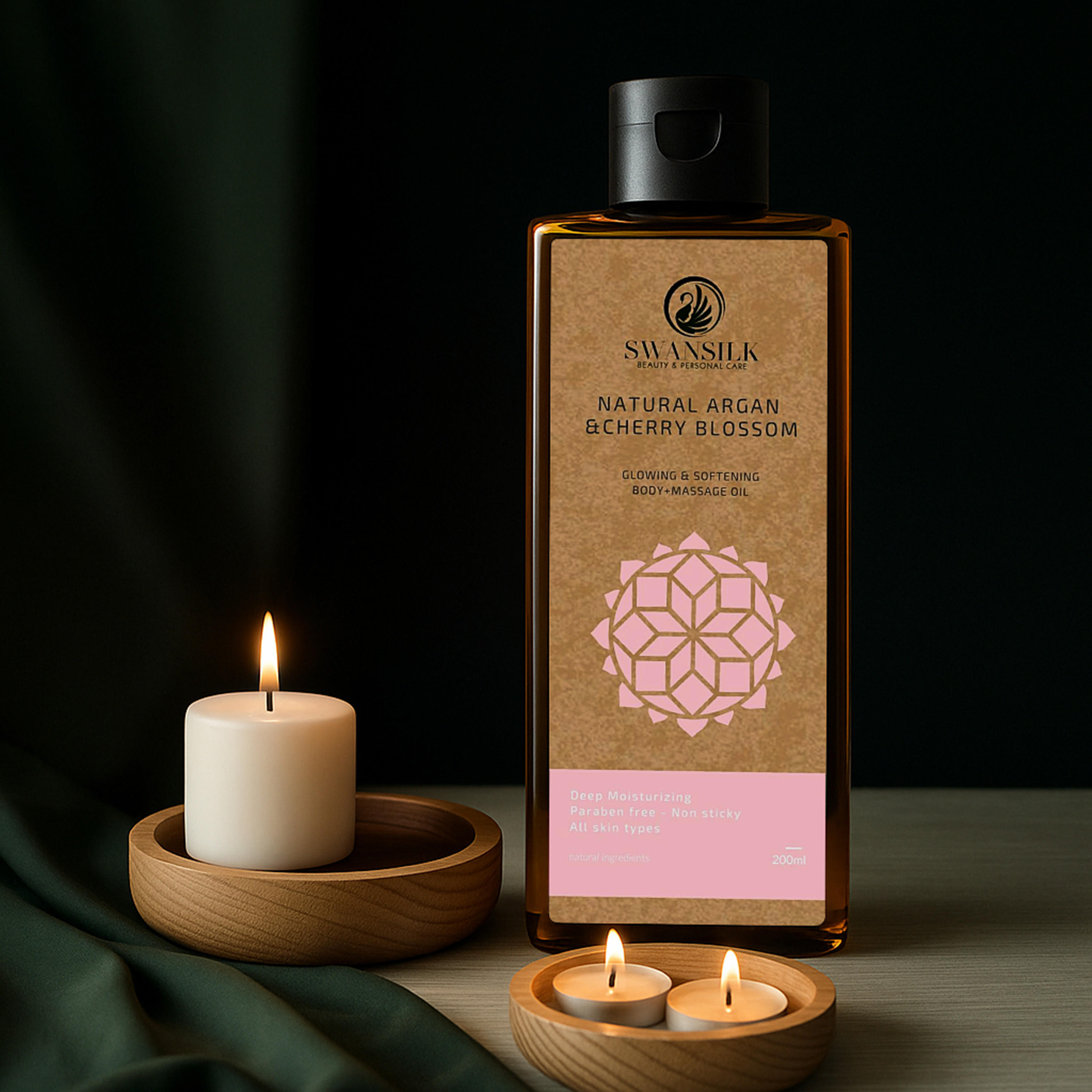 زيت تدليك الجسم بزهر الكرز والأرجان الطبيعي من سوانسيلك - 200 مل-beautyandpersonalcare-bathandbody-bodycare-oils-image-3