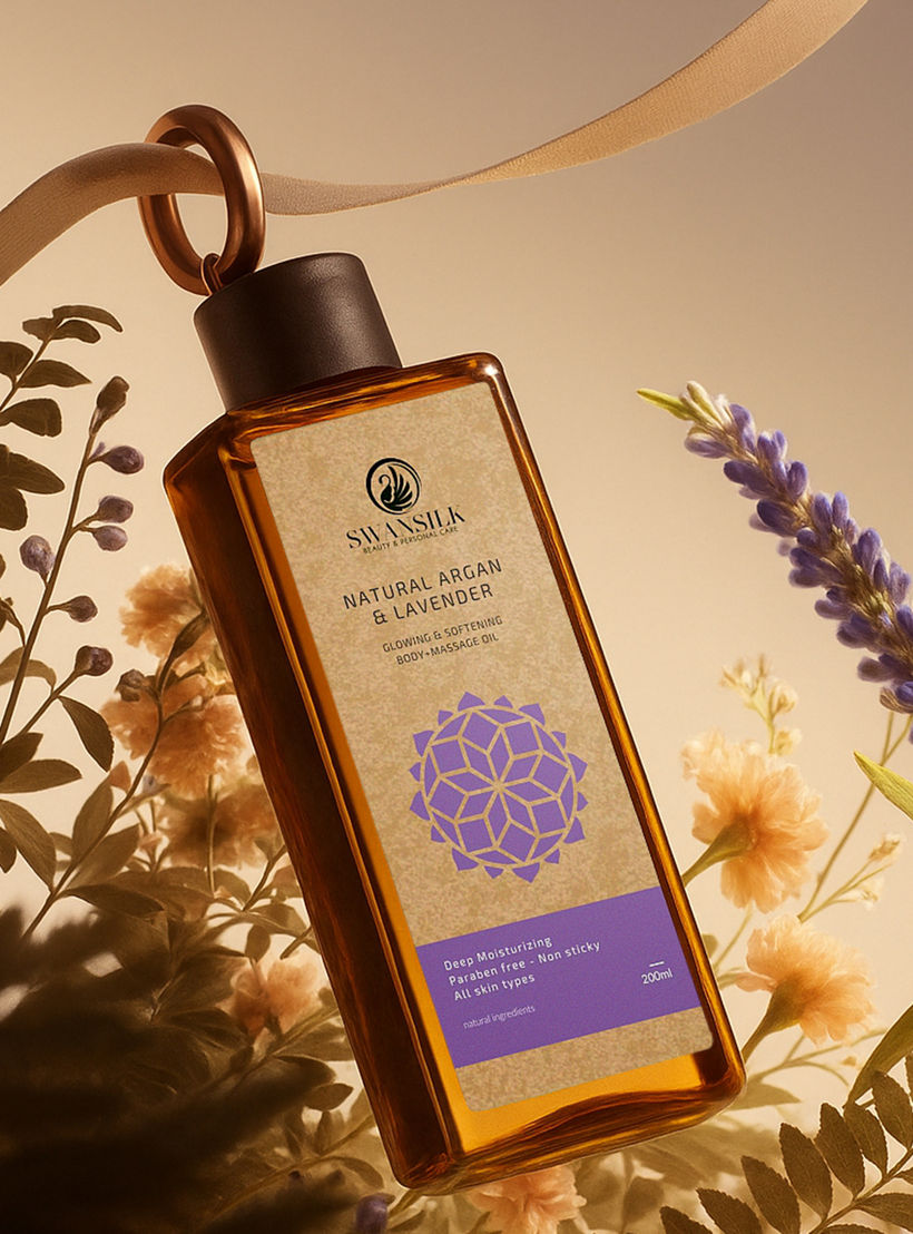 زيت تدليك الجسم بزيت الأرجان الطبيعي واللافندر من سوانسيلك - 200 مل-beautyandpersonalcare-bathandbody-bodycare-oils-image-2
