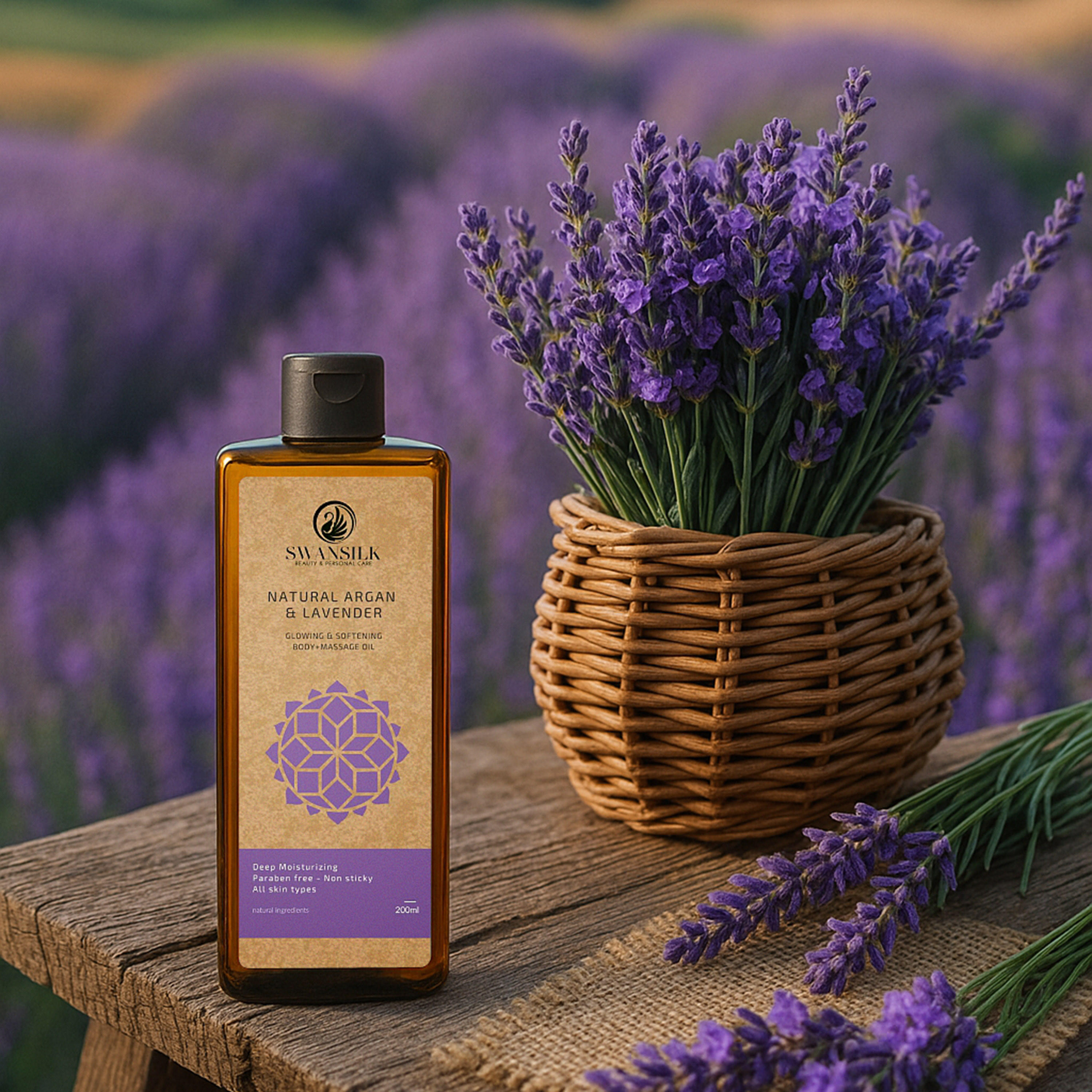 زيت تدليك الجسم بزيت الأرجان الطبيعي واللافندر من سوانسيلك - 200 مل-beautyandpersonalcare-bathandbody-bodycare-oils-image-3