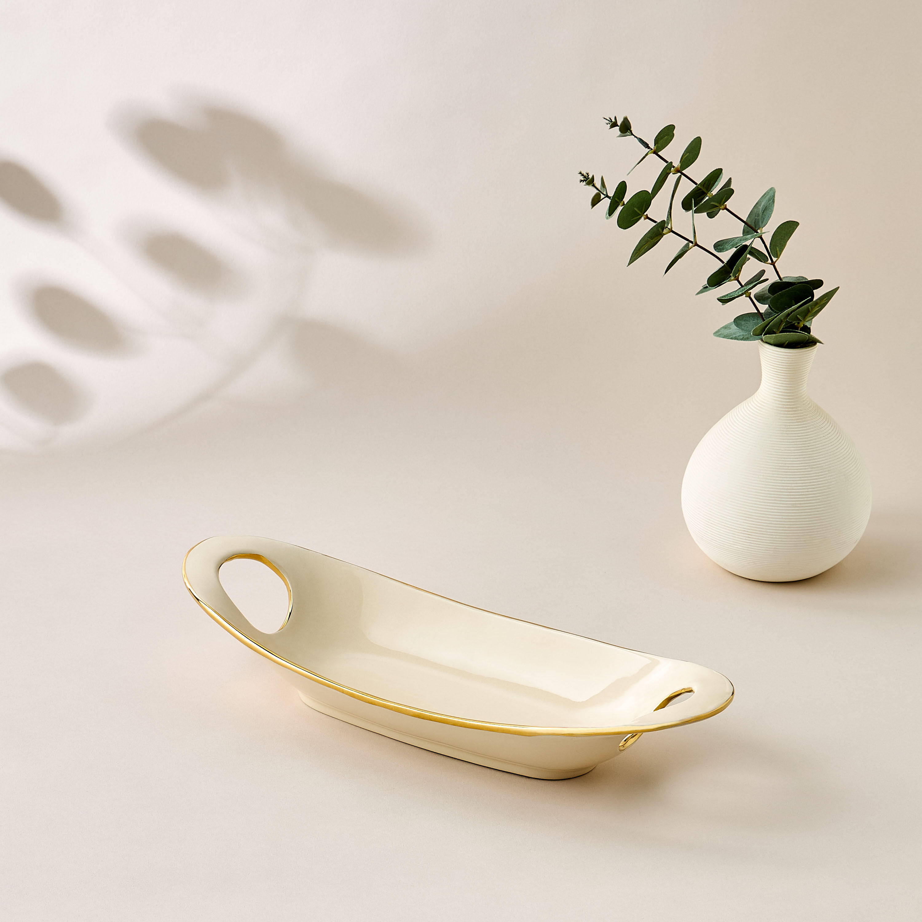 Evoque Porcelain Serving Platter with Handle - 40x15 cms-household-dining-serveware-servingtrays-image-1