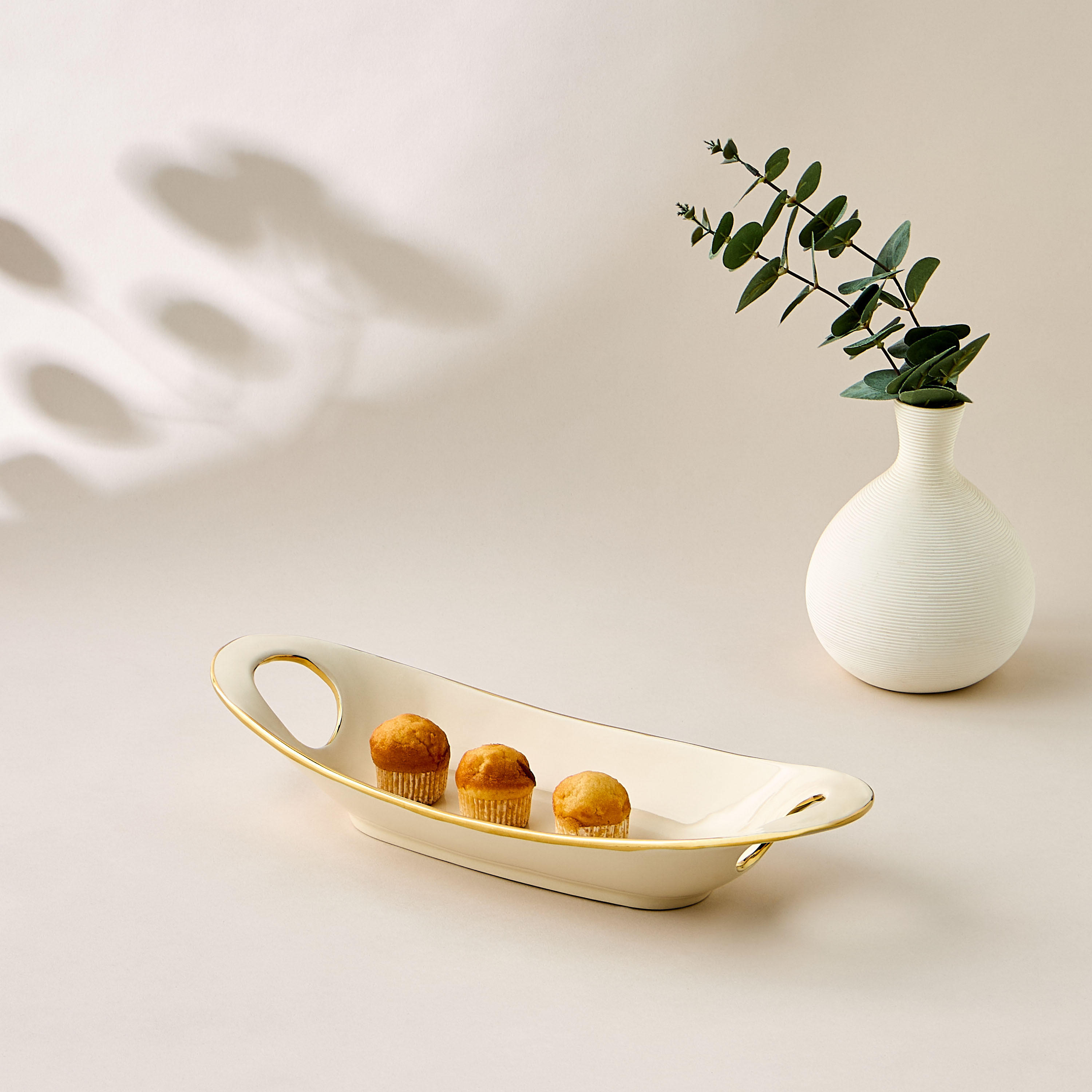 Evoque Porcelain Serving Platter with Handle - 40x15 cms-household-dining-serveware-servingtrays-image-2