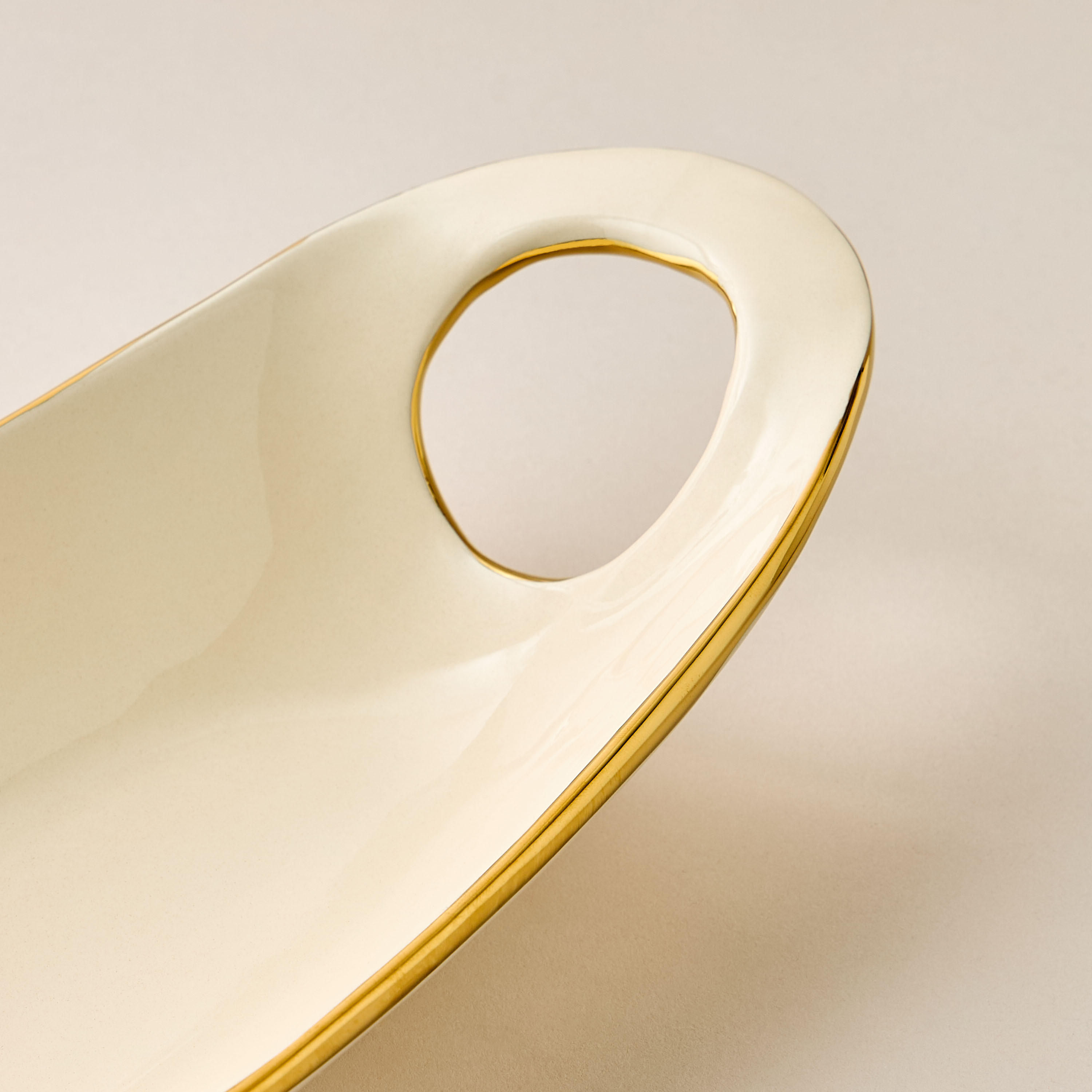 Evoque Porcelain Serving Platter with Handle - 40x15 cms-household-dining-serveware-servingtrays-image-4