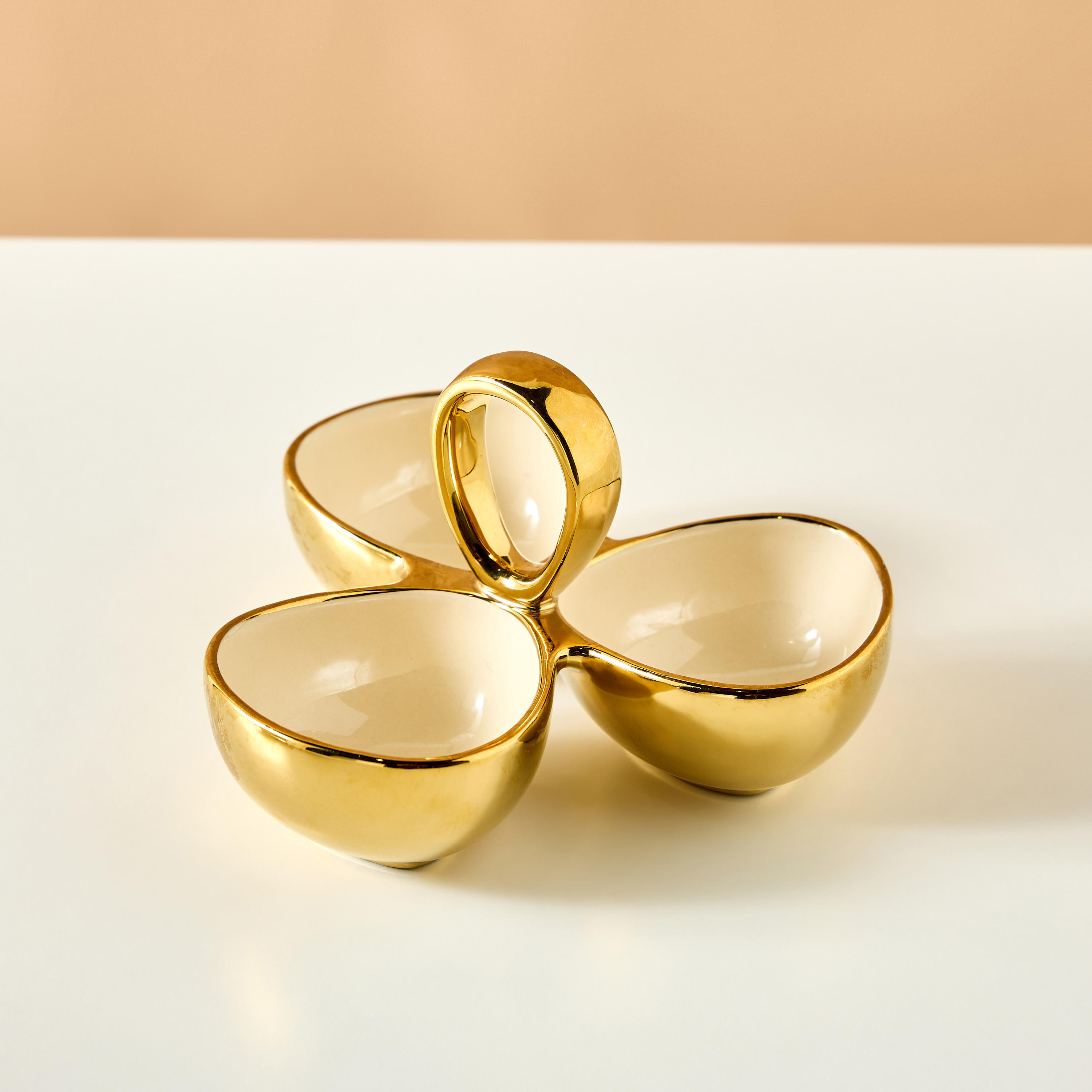 Evoque Three-Section Porcelain Nut Bowl - 20x20 cms-household-dining-dinnerware-bowls-image-2