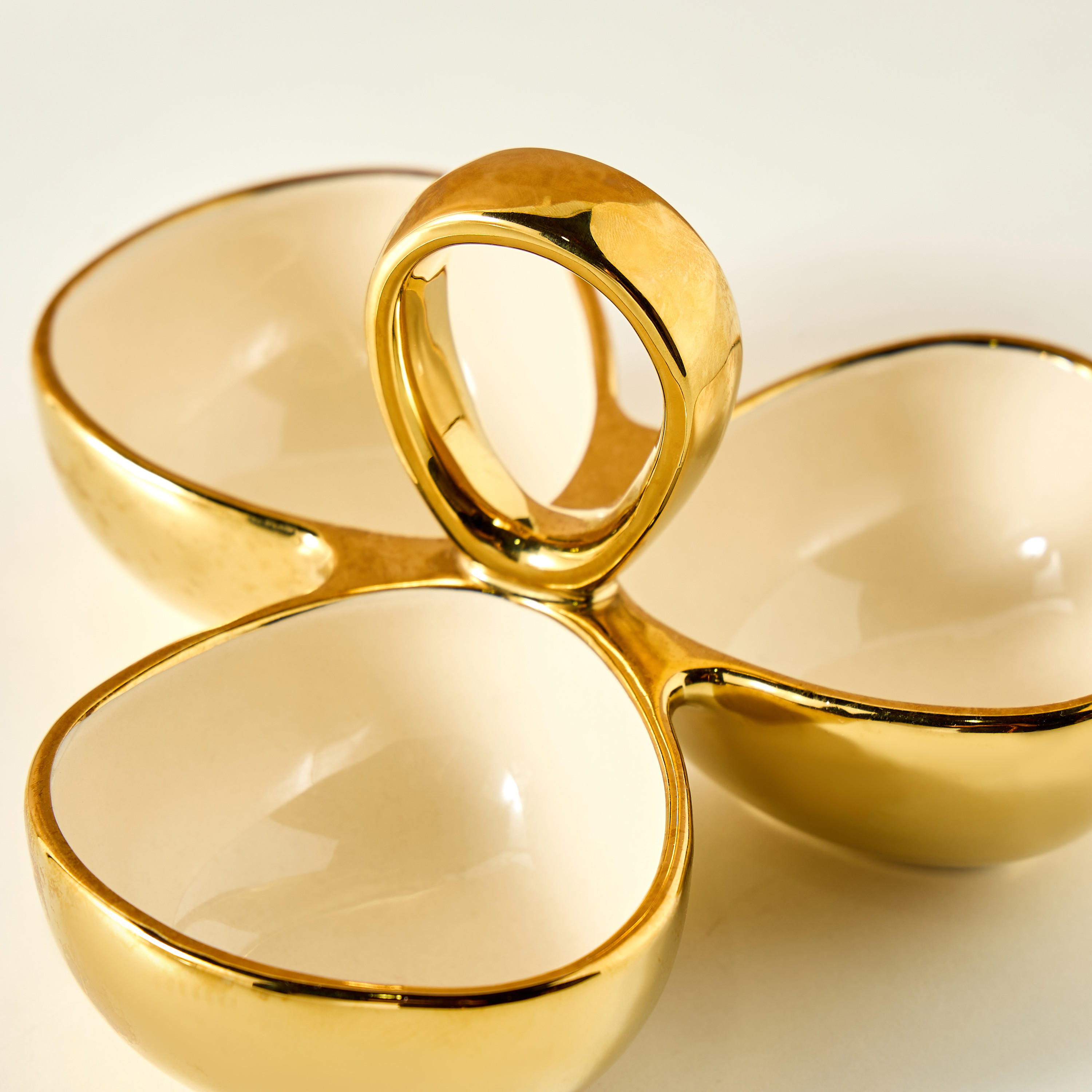 Evoque Three-Section Porcelain Nut Bowl - 20x20 cms-household-dining-dinnerware-bowls-image-3