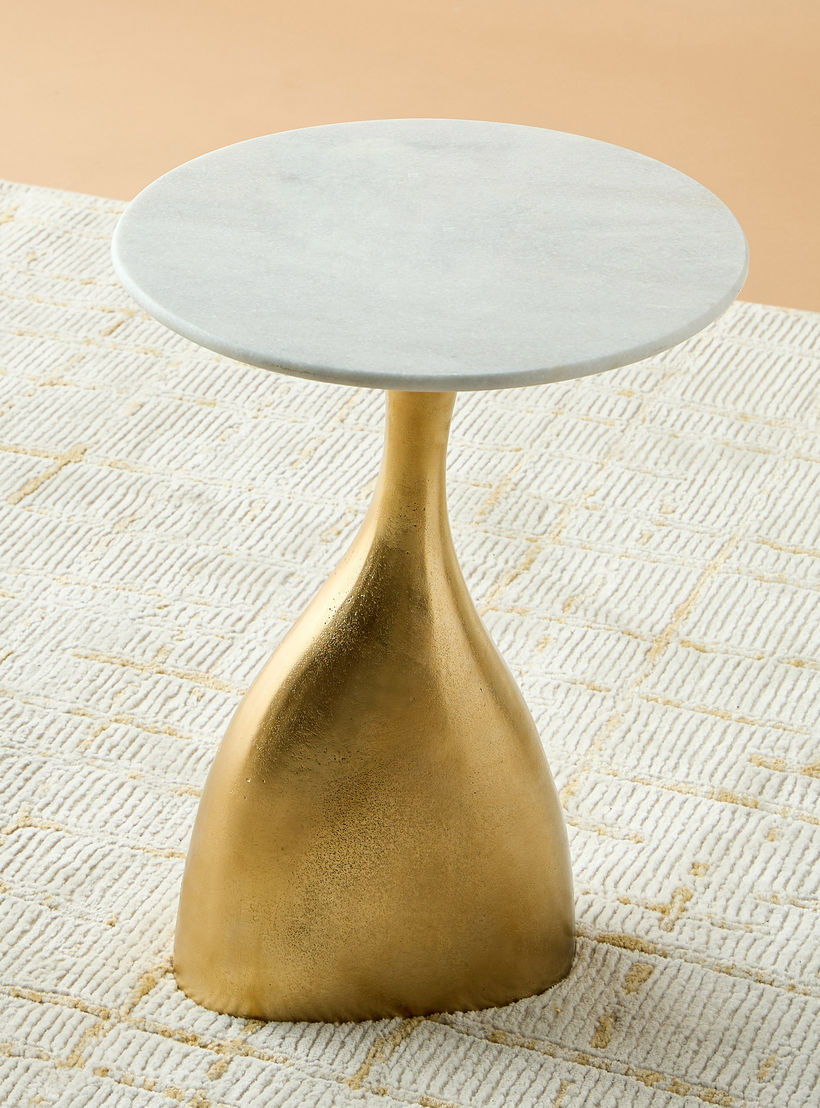 Geo Marble Top Accent Table - 55x40 cms-furniture-livingroom-sideandendtables-image-1