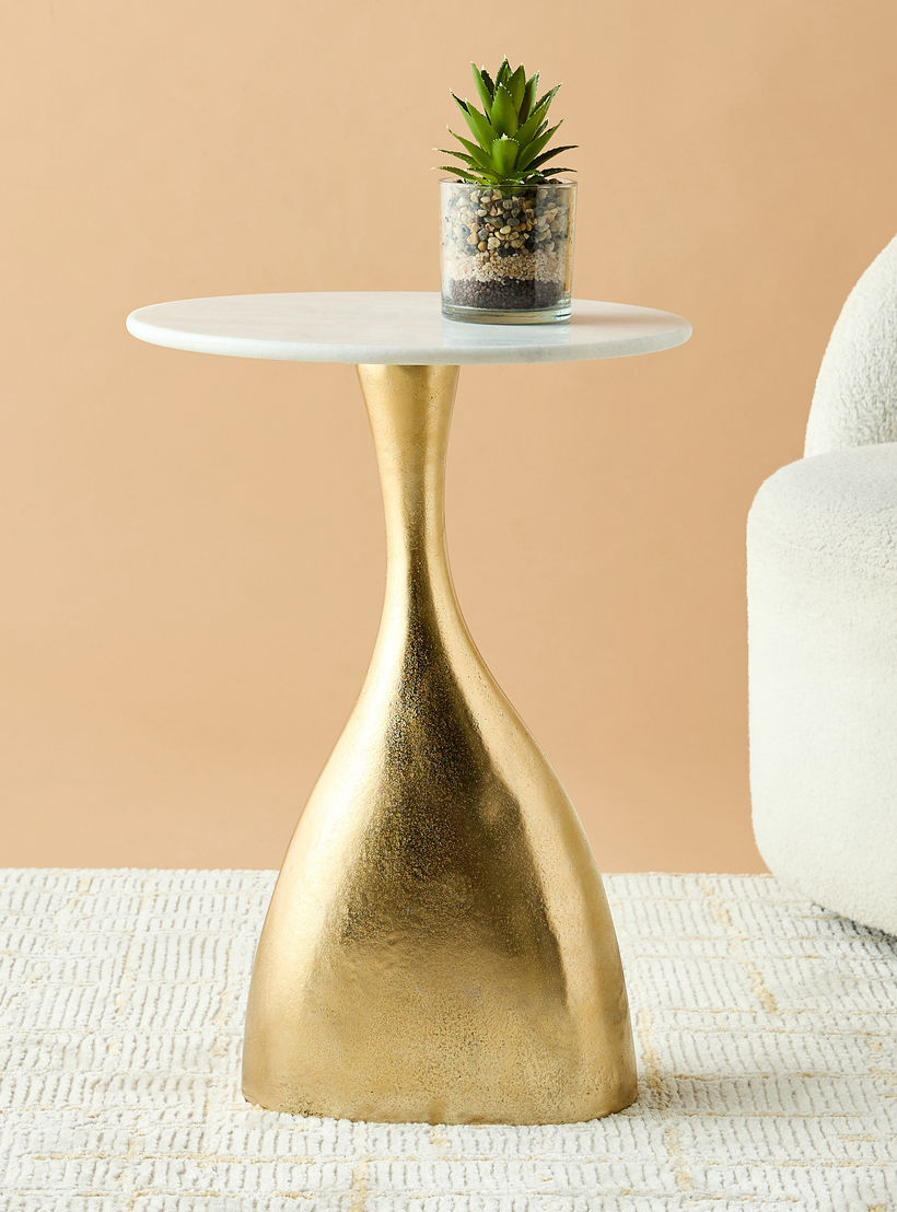 Geo Marble Top Accent Table - 55x40 cms-furniture-livingroom-sideandendtables-image-2