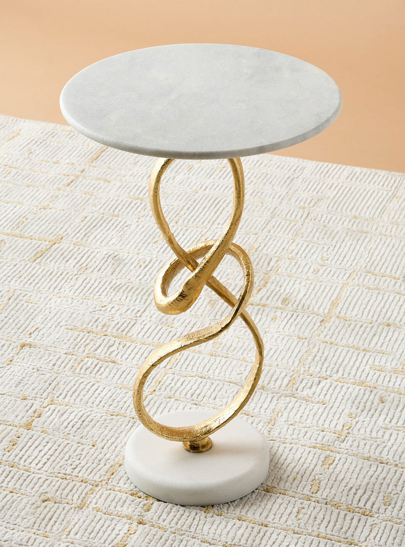 Abstract Marble Top Accent Table - 60x40 cms-furniture-livingroom-sideandendtables-image-1