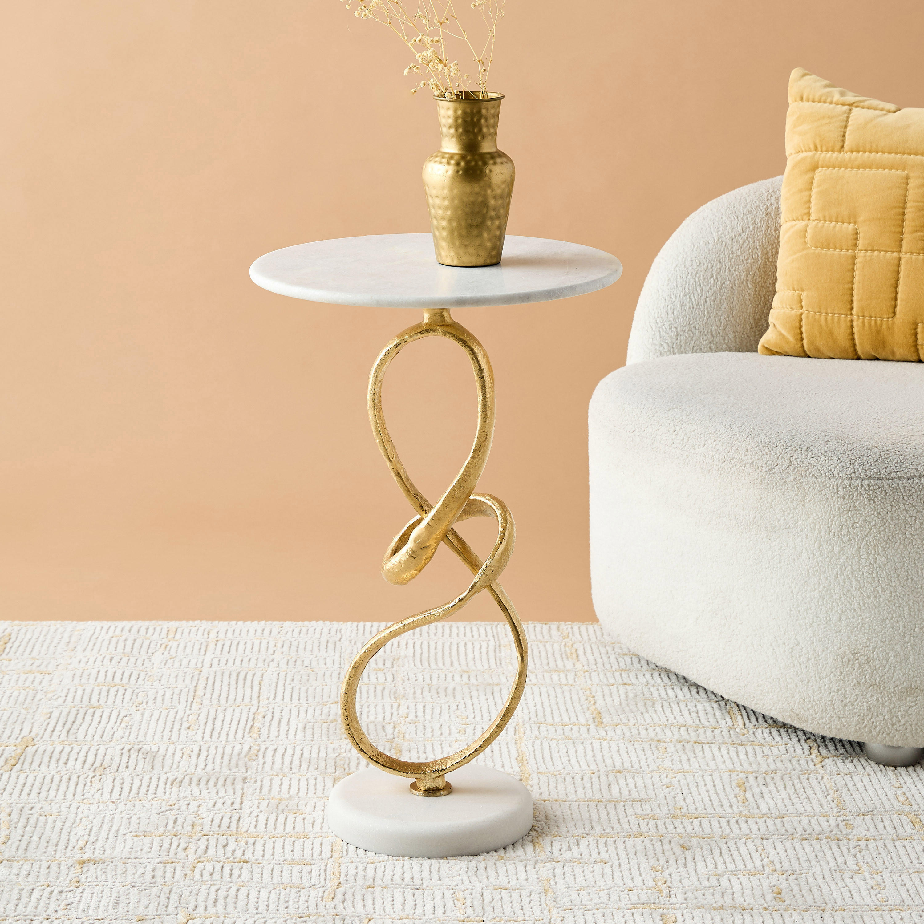Abstract Marble Top Accent Table - 60x40 cms-furniture-livingroom-sideandendtables-image-2