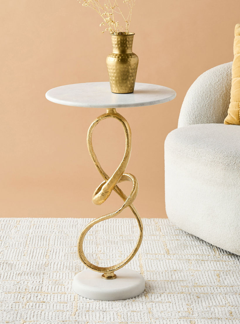 Abstract Marble Top Accent Table - 60x40 cms-furniture-livingroom-sideandendtables-image-2