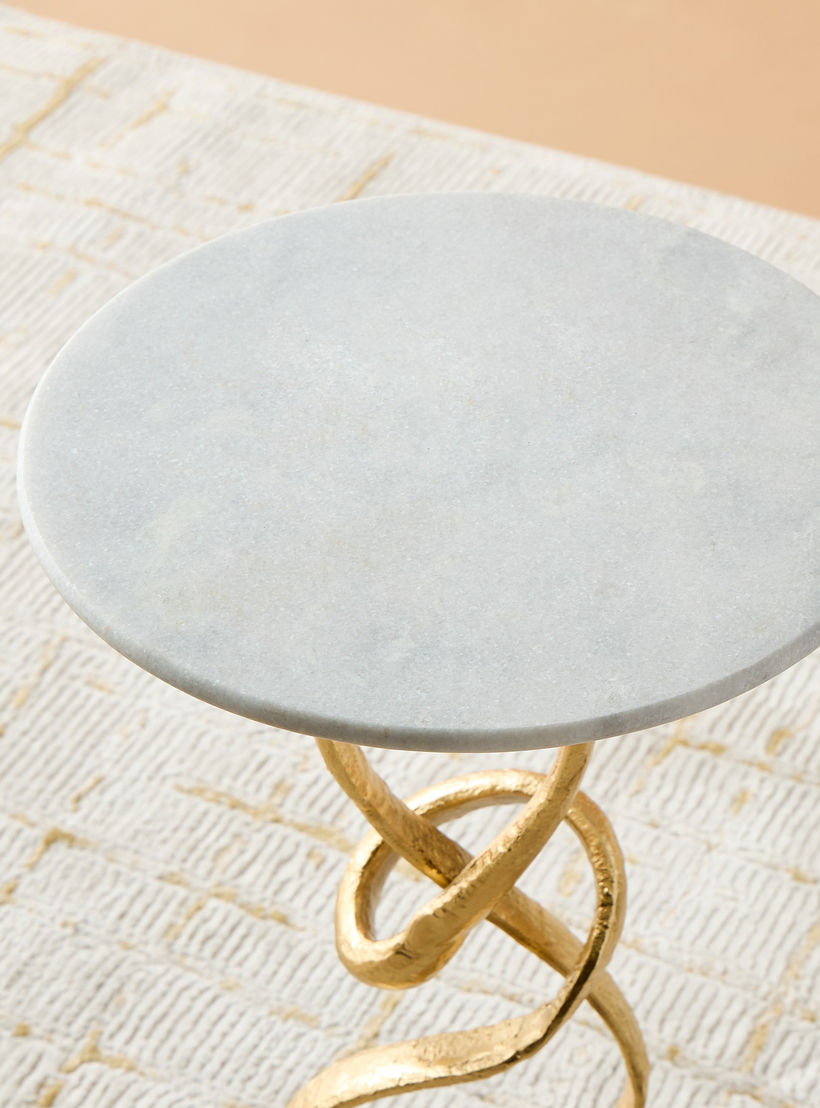Abstract Marble Top Accent Table - 60x40 cms-furniture-livingroom-sideandendtables-image-3