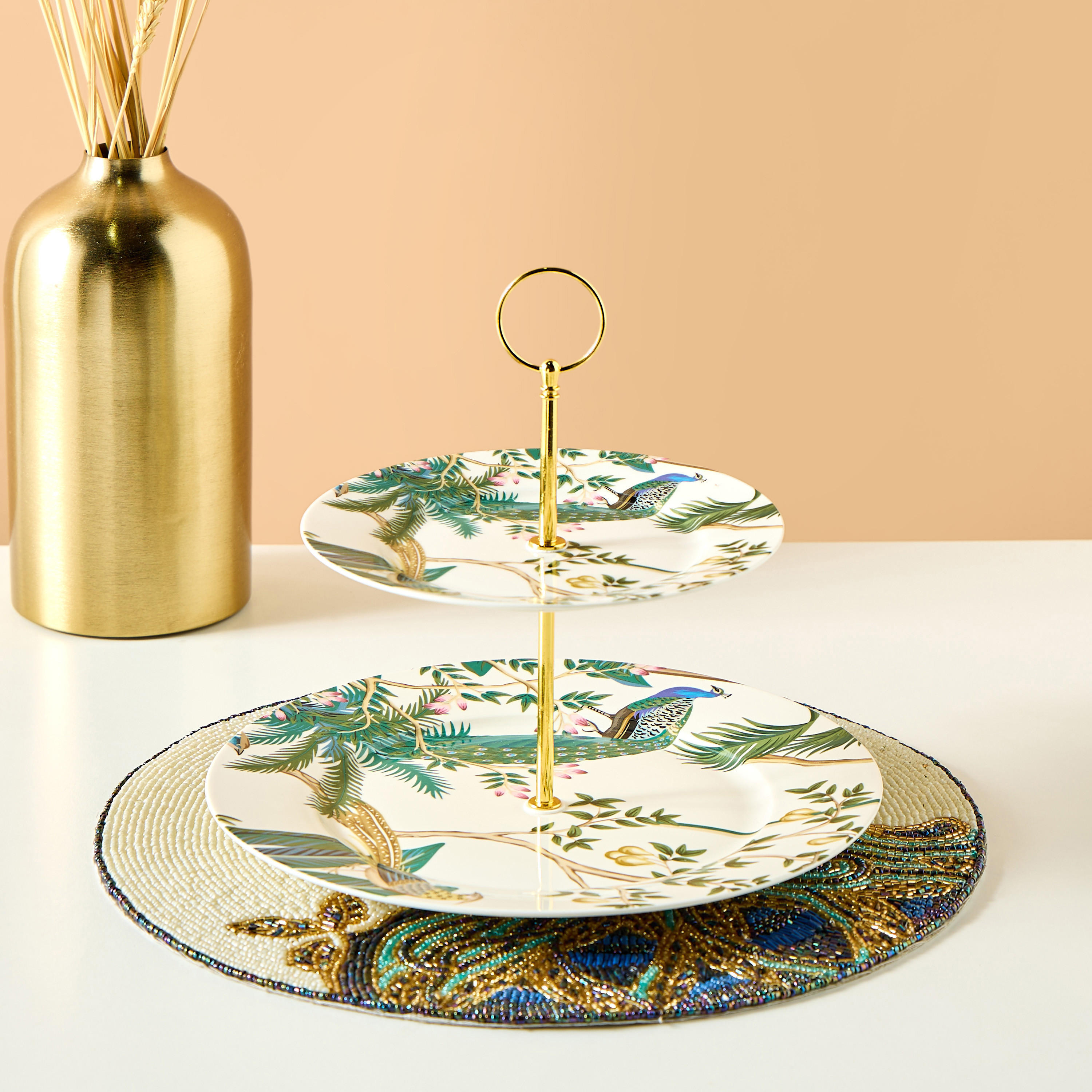 Peacock 2-Tier Cake Stand - 27 cm-household-dining-serveware-cakestands-image-1