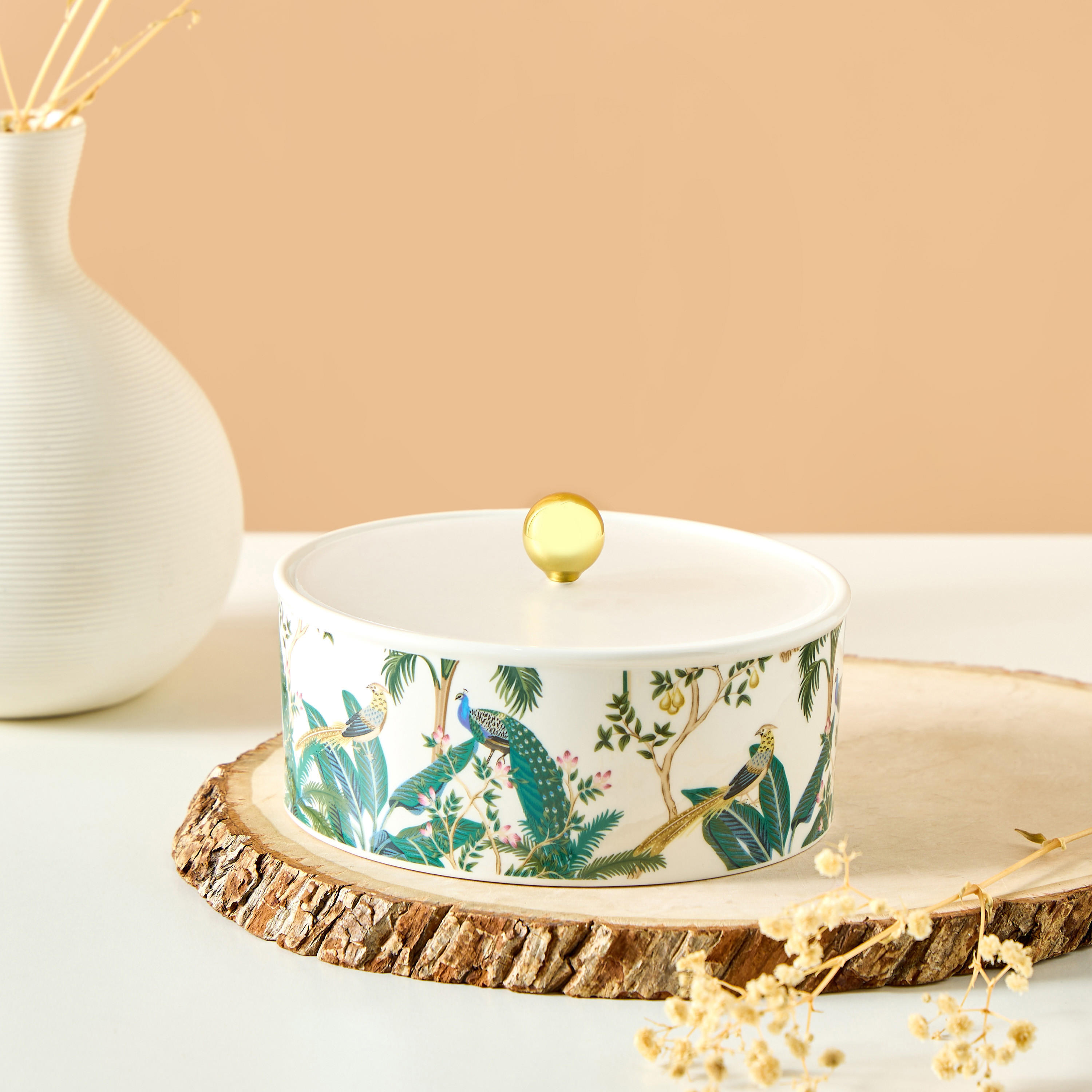 Peacock Date Bowl with Cover-household-dining-dinnerware-bowls-image-1