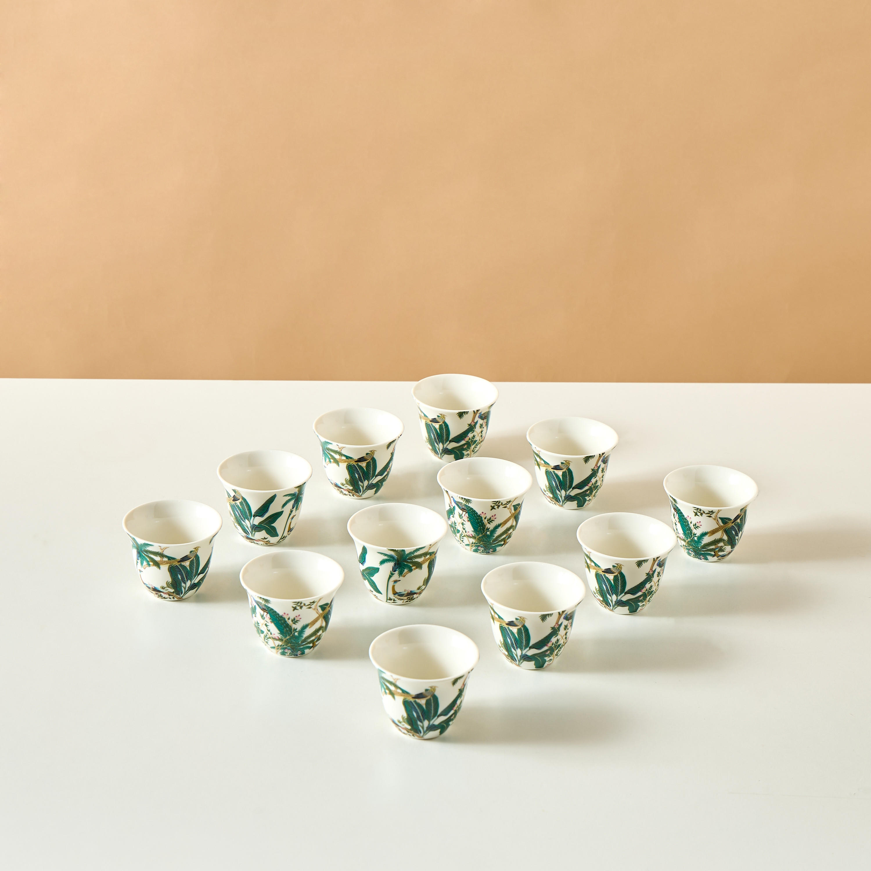 Peacock 12-Piece Printed New Bone China Kahwa Cup Set-household-dining-teaandcoffee-teaandcoffeesets-image-2