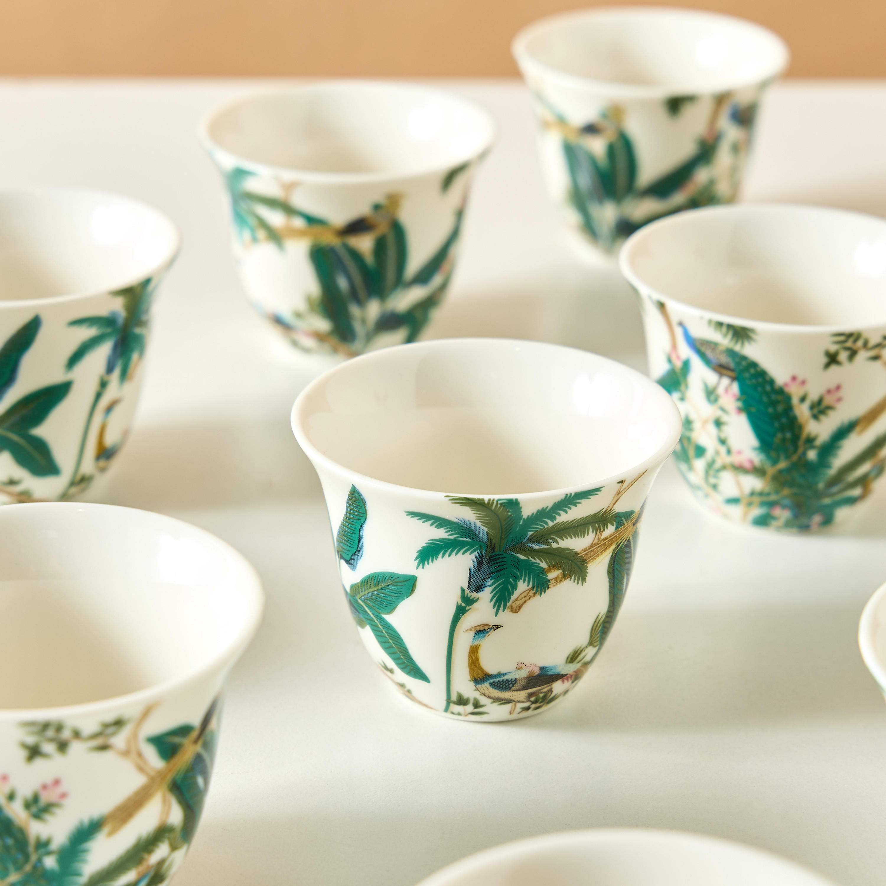 Peacock 12-Piece Printed New Bone China Kahwa Cup Set-household-dining-teaandcoffee-teaandcoffeesets-image-3