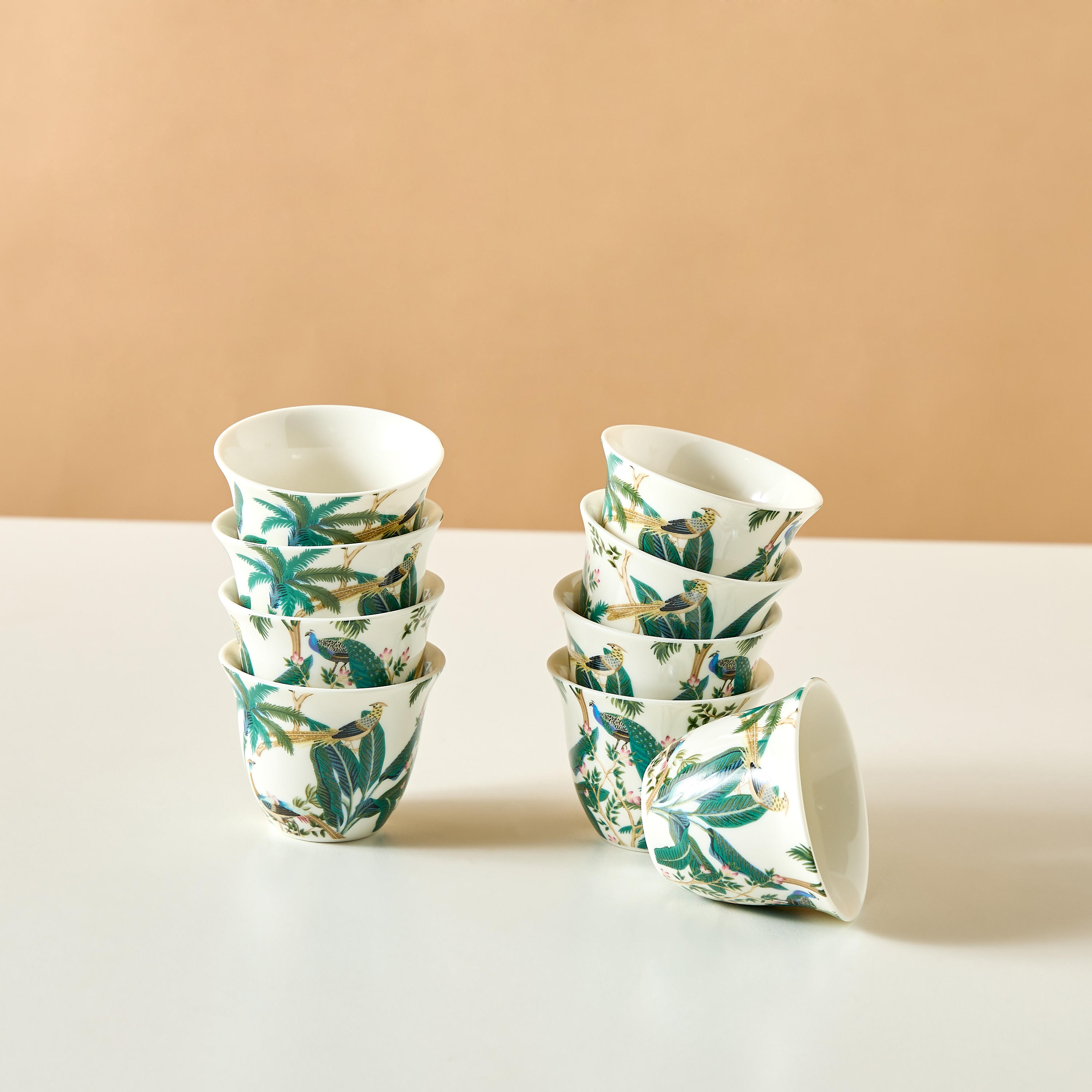 Peacock 12-Piece Printed New Bone China Kahwa Cup Set-household-dining-teaandcoffee-teaandcoffeesets-image-4