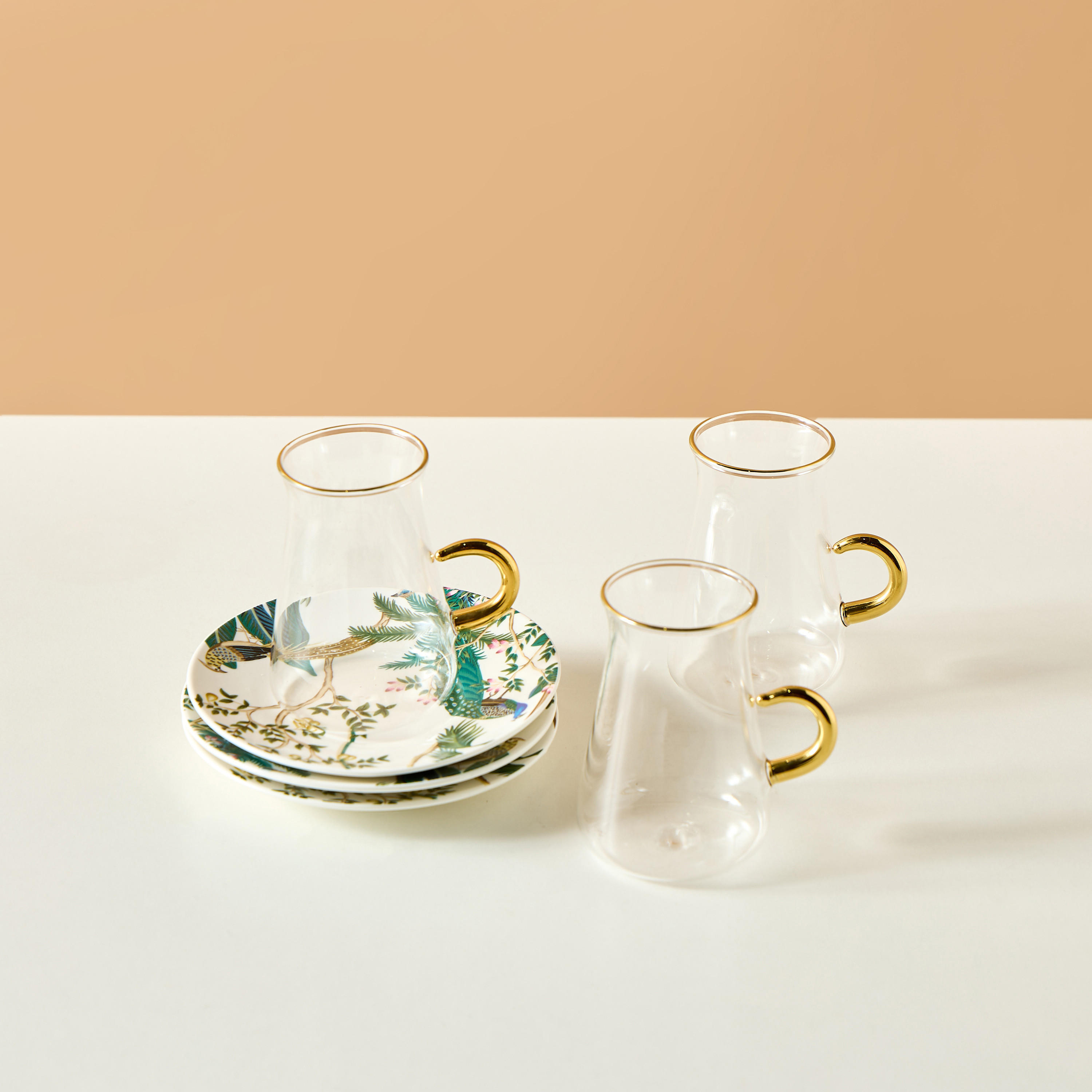Peacock 12-Piece New Bone China Tea Cup and Saucer Set - 180 ml-household-dining-teaandcoffee-teaandcoffeesets-image-3