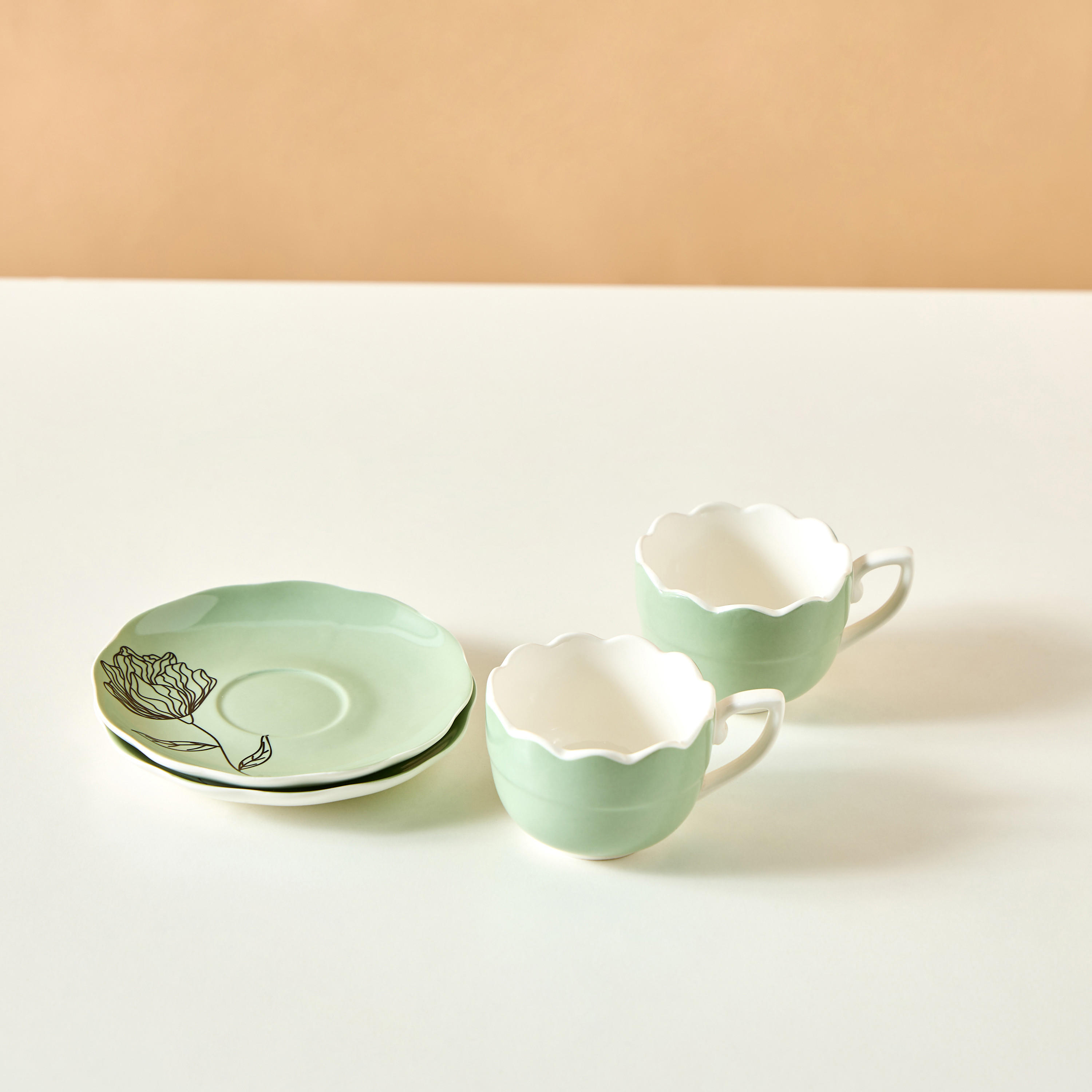 Floral Print 4-Piece Cup and Saucer Set-household-dining-teaandcoffee-teaandcoffeesets-image-2
