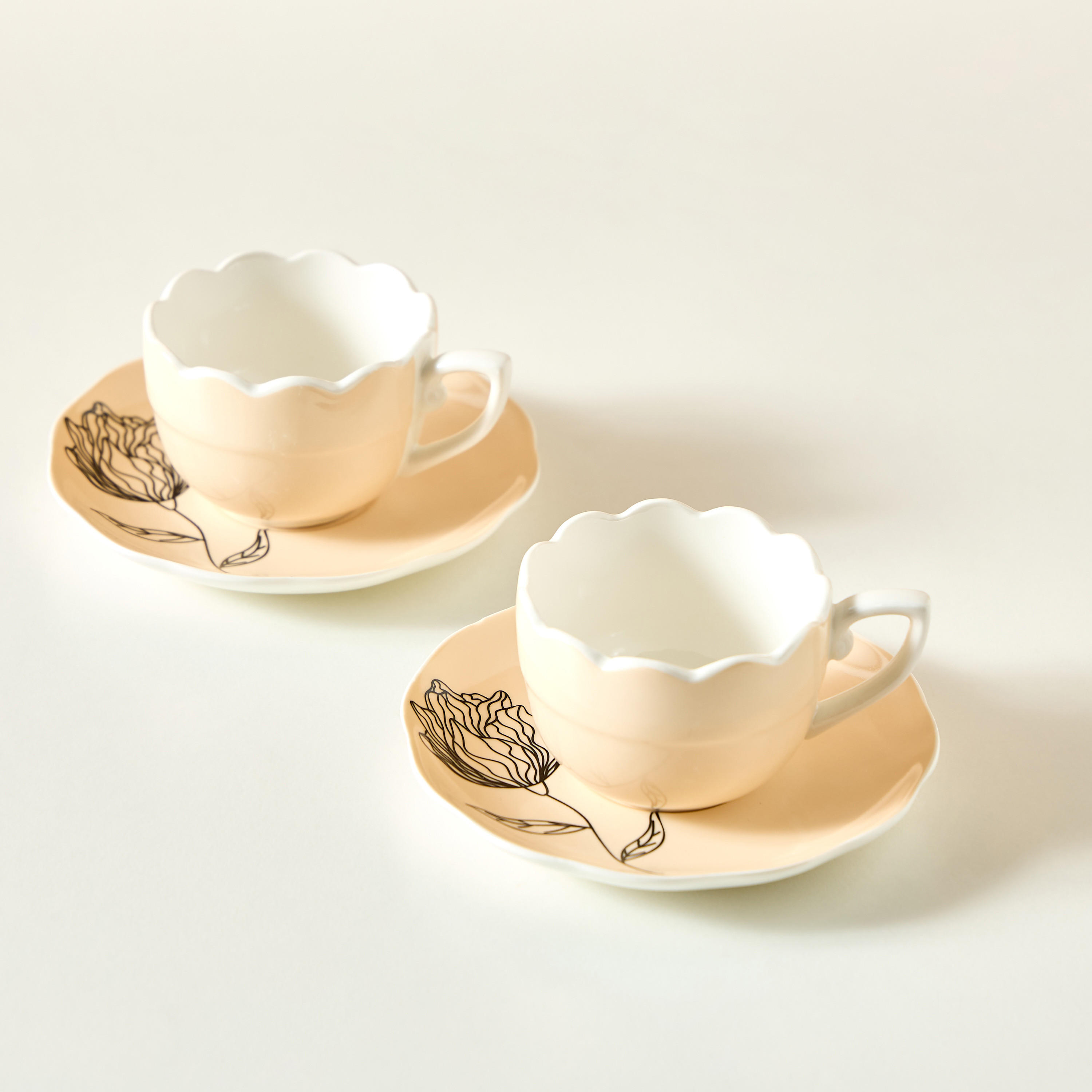 Floral Print 4-Piece Cup and Saucer Set-household-dining-teaandcoffee-teaandcoffeesets-image-2