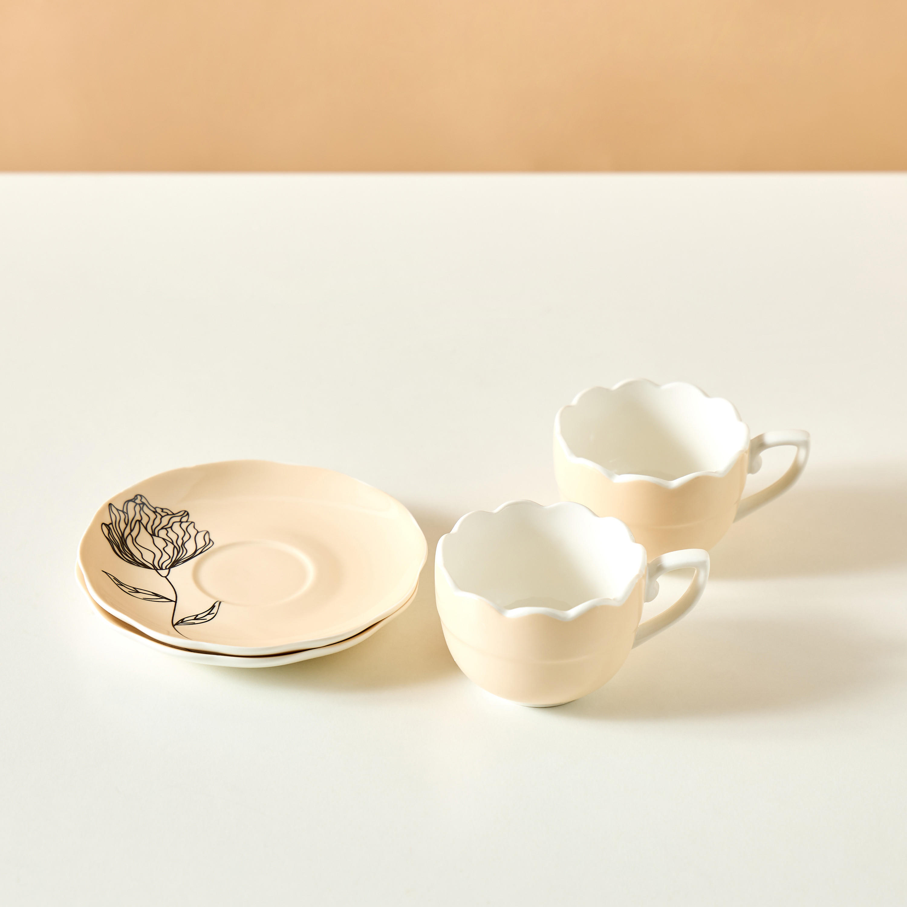 Floral Print 4-Piece Cup and Saucer Set-household-dining-teaandcoffee-teaandcoffeesets-image-3