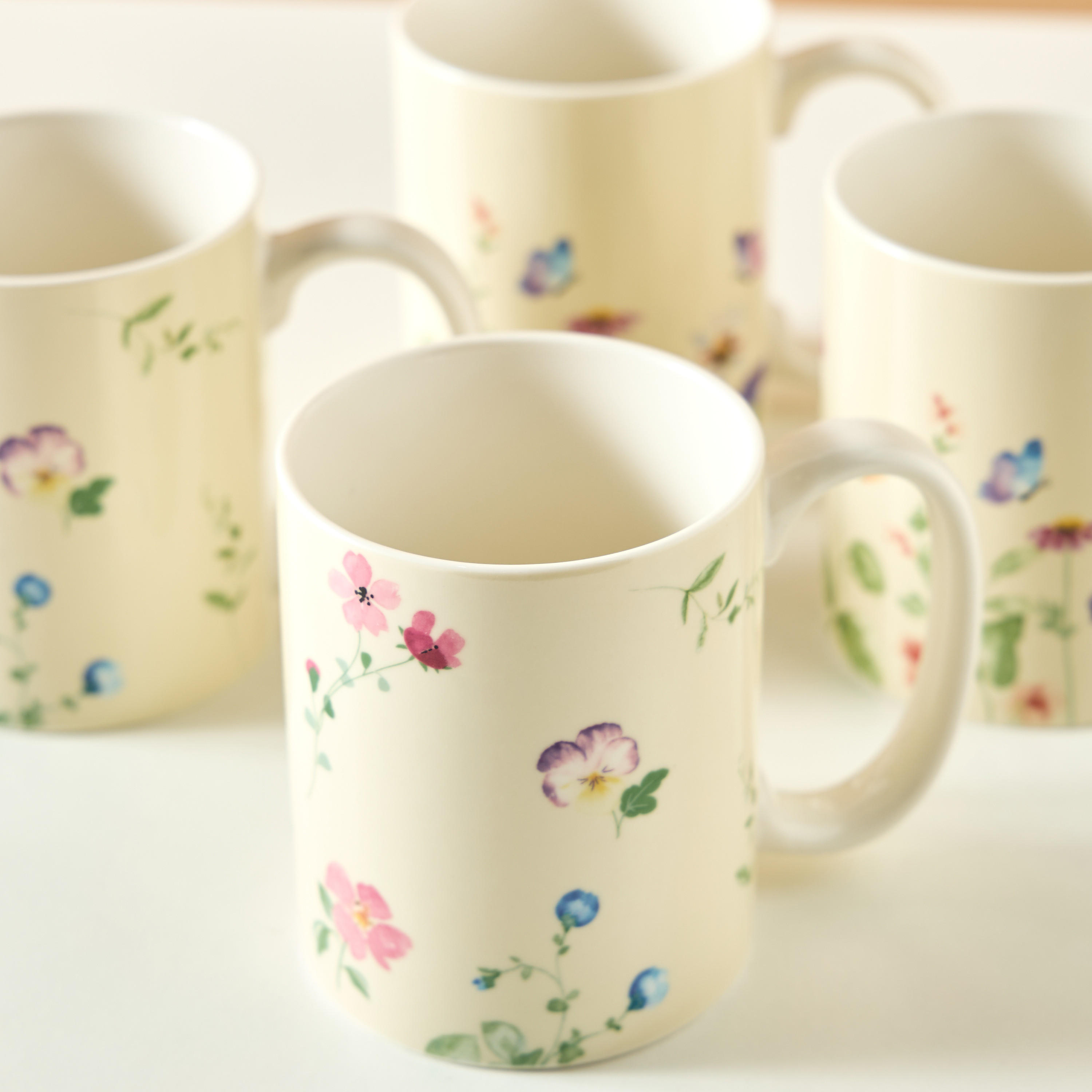Floral Print 4-Piece Mug with Handle Set - 350 ml-household-dining-teaandcoffee-teaandcoffeesets-image-4