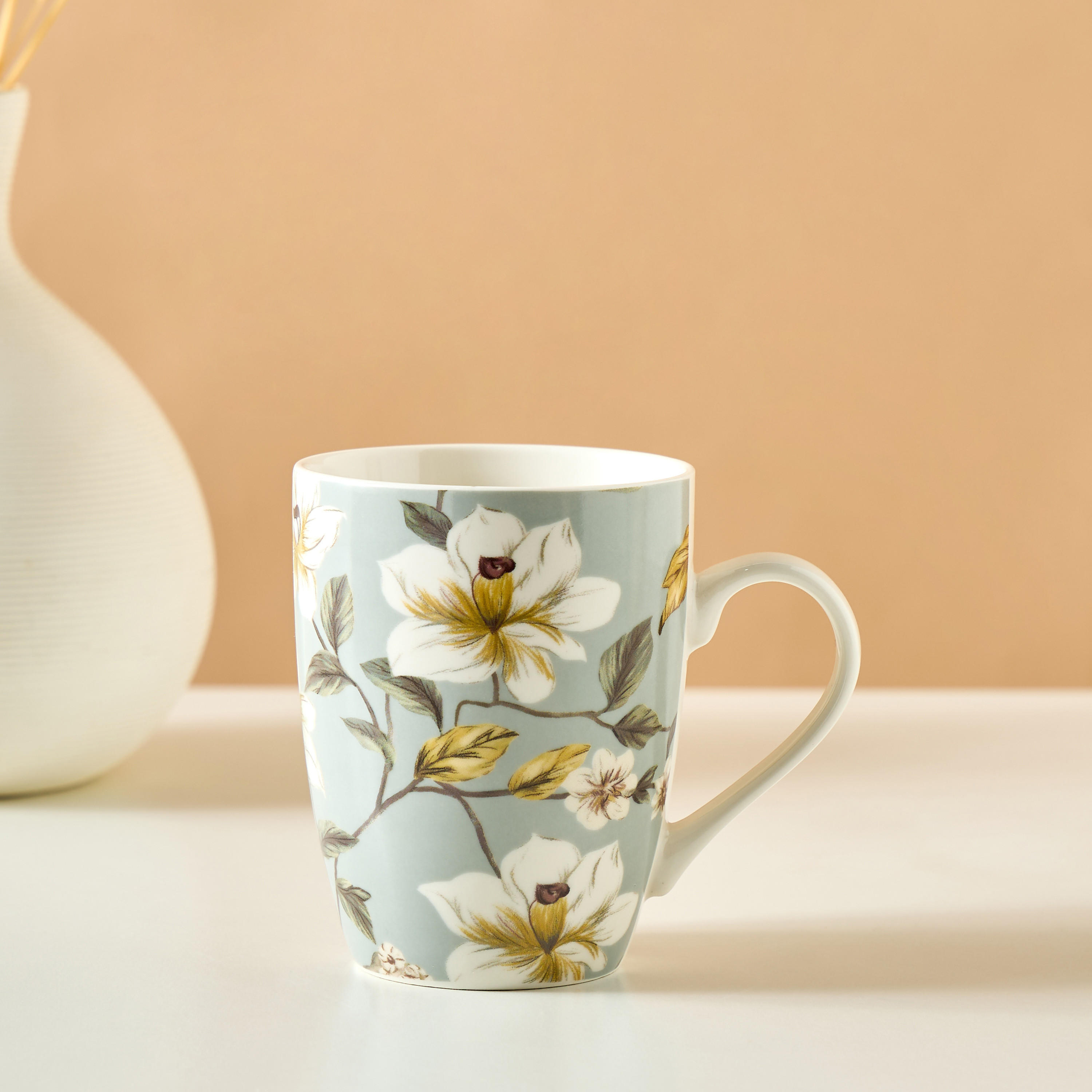 Floral Printed New Bone China Mug - 340 ml-household-dining-teaandcoffee-mugsandcups-image-1