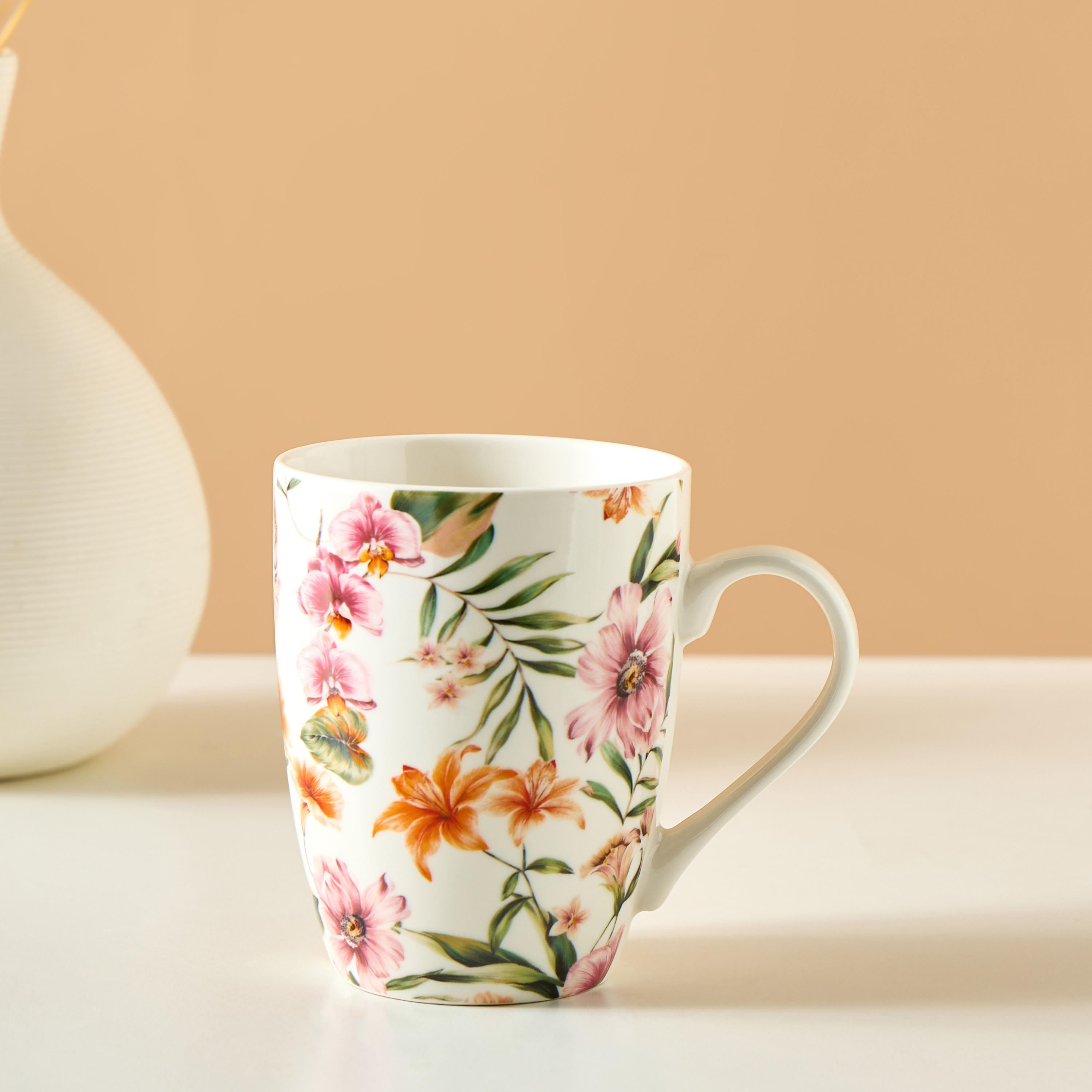 Floral Printed New Bone China Mug - 340 ml-household-dining-teaandcoffee-mugsandcups-image-1