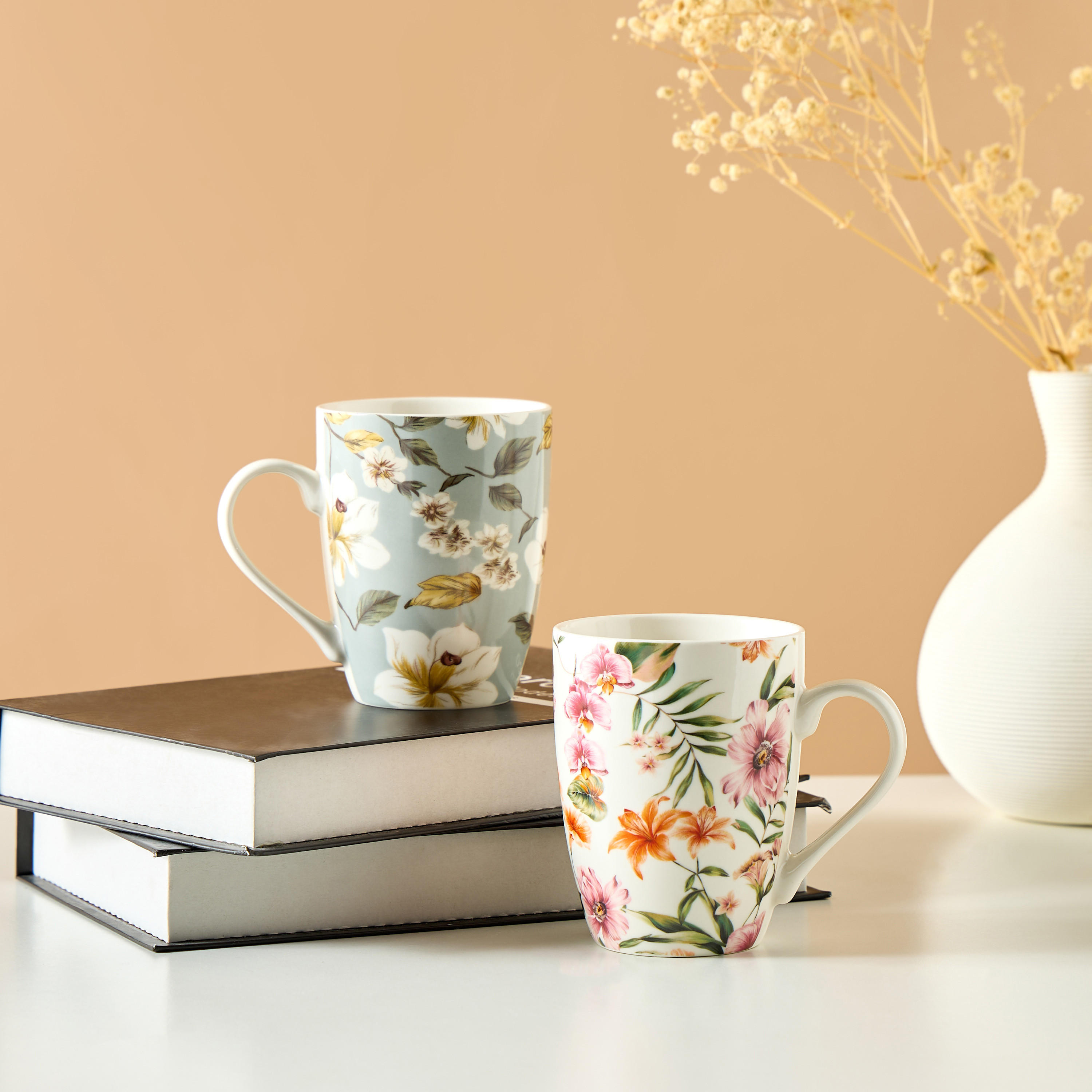 Floral Printed New Bone China Mug - 340 ml-household-dining-teaandcoffee-mugsandcups-image-4