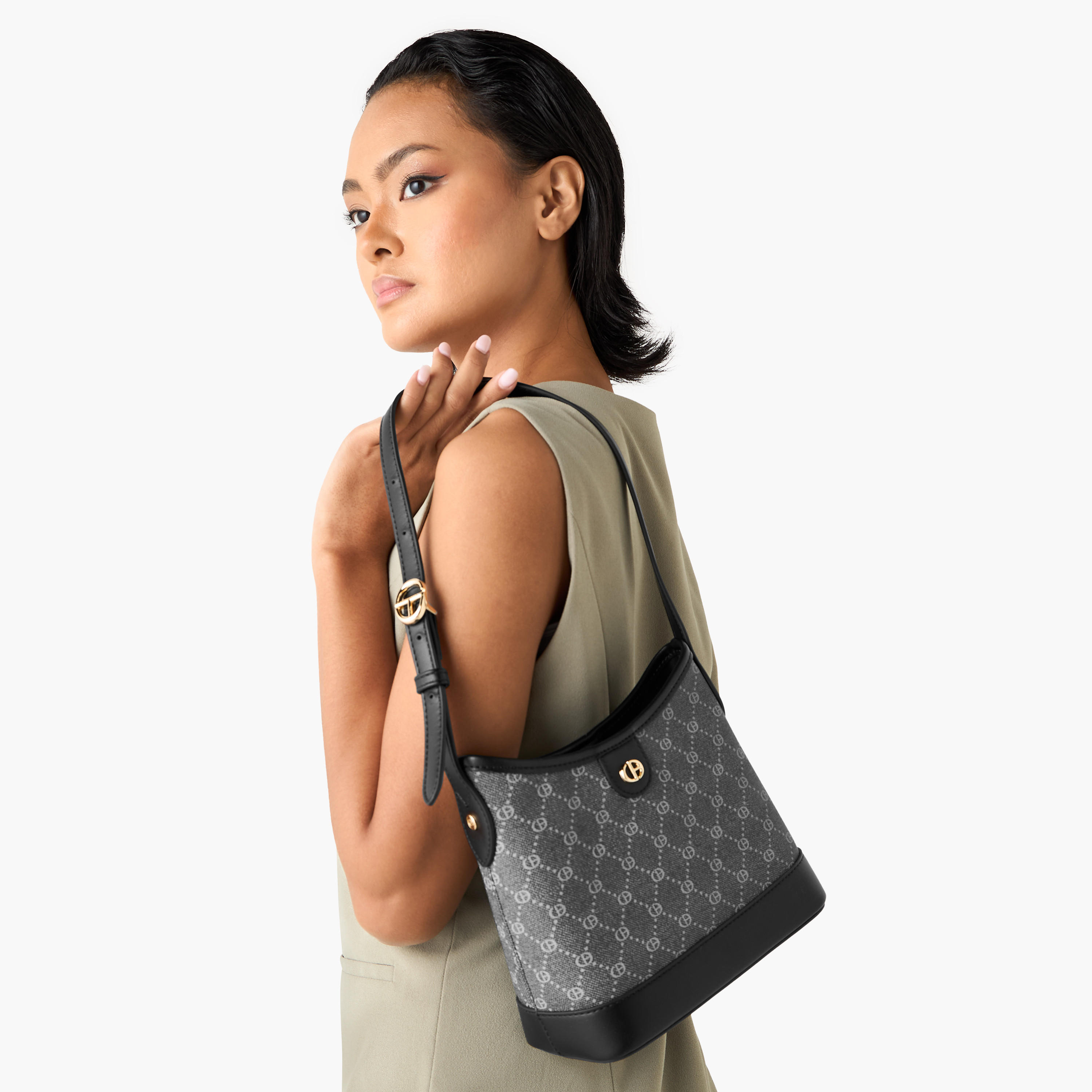 Chrisbella Monogram Print Hobo Bag with Adjustable Strap and Wallet-women-bagsandwallets-handbags-image-2