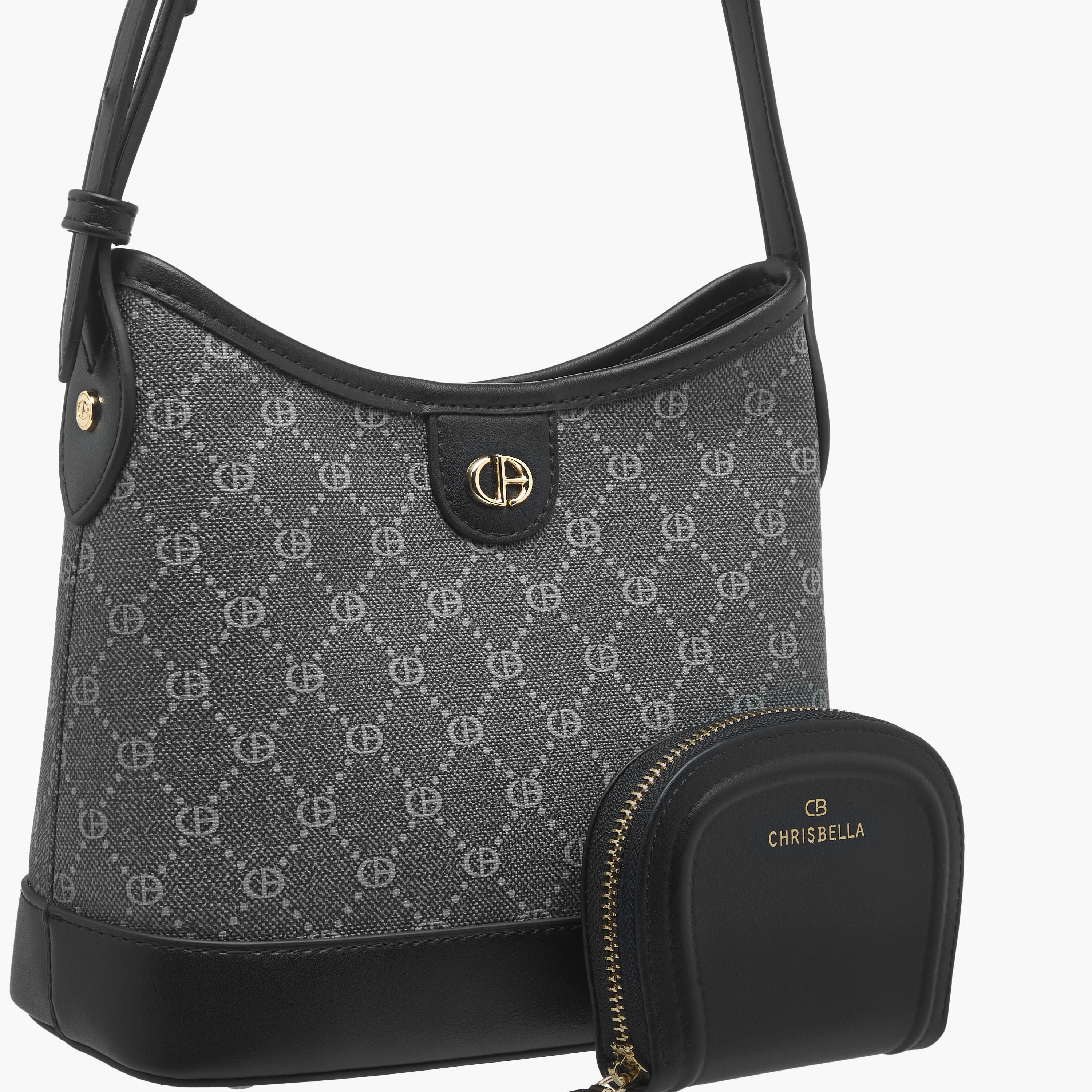 Chrisbella Monogram Print Hobo Bag with Adjustable Strap and Wallet-women-bagsandwallets-handbags-image-6