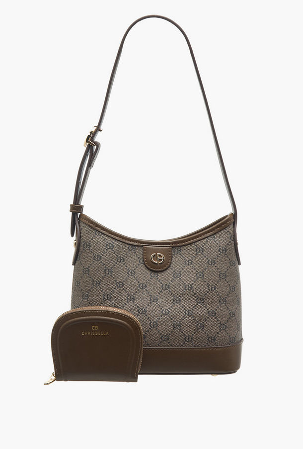 شنطة هوبو بطبعات مونوجرام مع حزام قابل للتعديل ومحفظة من كريسبيلا-women-bagsandwallets-handbags-image-1