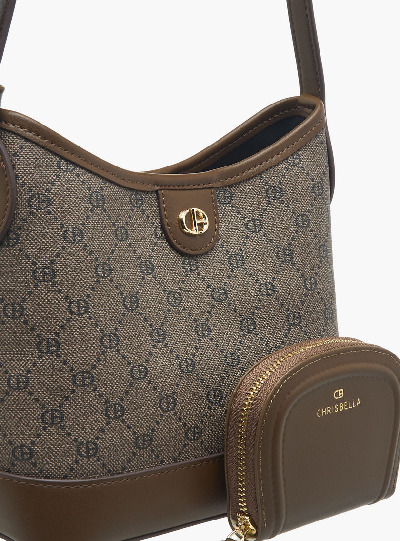 شنطة هوبو بطبعات مونوجرام مع حزام قابل للتعديل ومحفظة من كريسبيلا-women-bagsandwallets-handbags-image-6