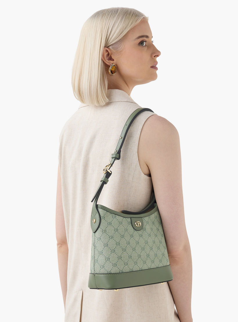 Chrisbella Monogram Print Hobo Bag with Adjustable Strap and Zip Around Wallet-women-bagsandwallets-handbags-image-2