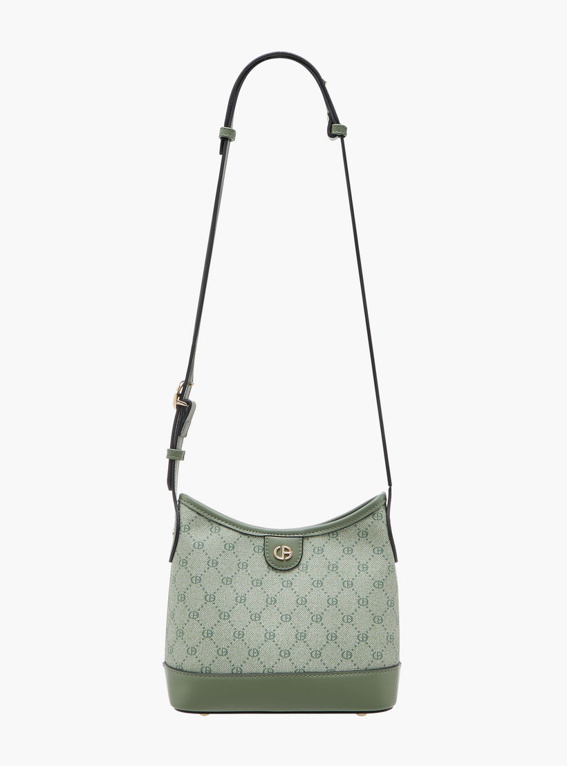 Chrisbella Monogram Print Hobo Bag with Adjustable Strap and Zip Around Wallet-women-bagsandwallets-handbags-image-3