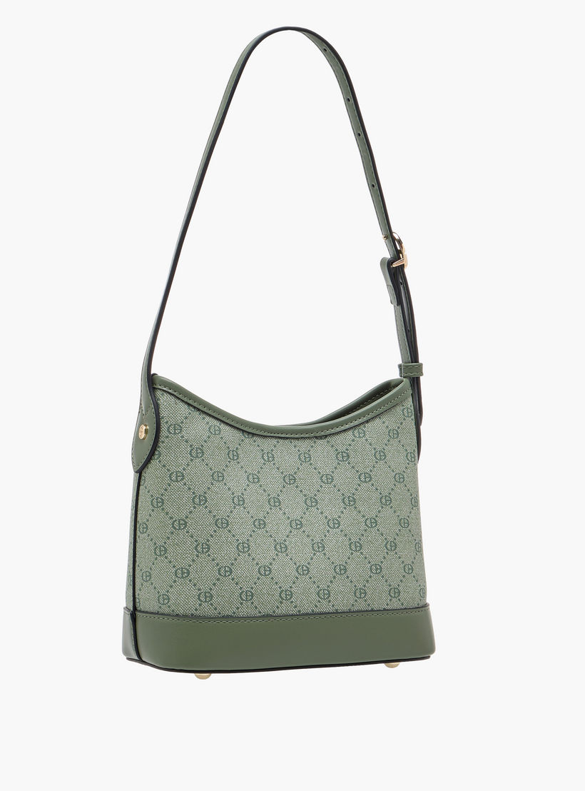Chrisbella Monogram Print Hobo Bag with Adjustable Strap and Zip Around Wallet-women-bagsandwallets-handbags-image-4