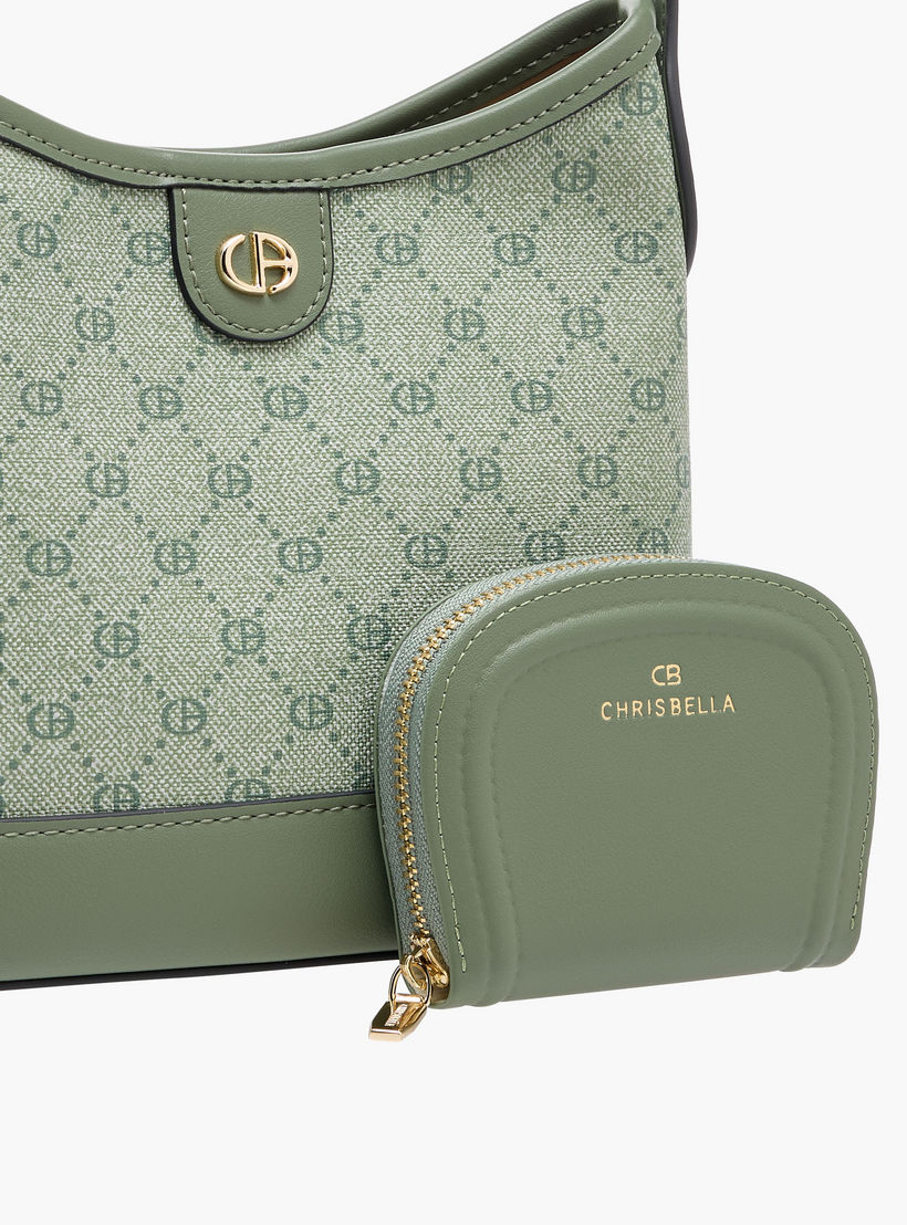 Chrisbella Monogram Print Hobo Bag with Adjustable Strap and Zip Around Wallet-women-bagsandwallets-handbags-image-6