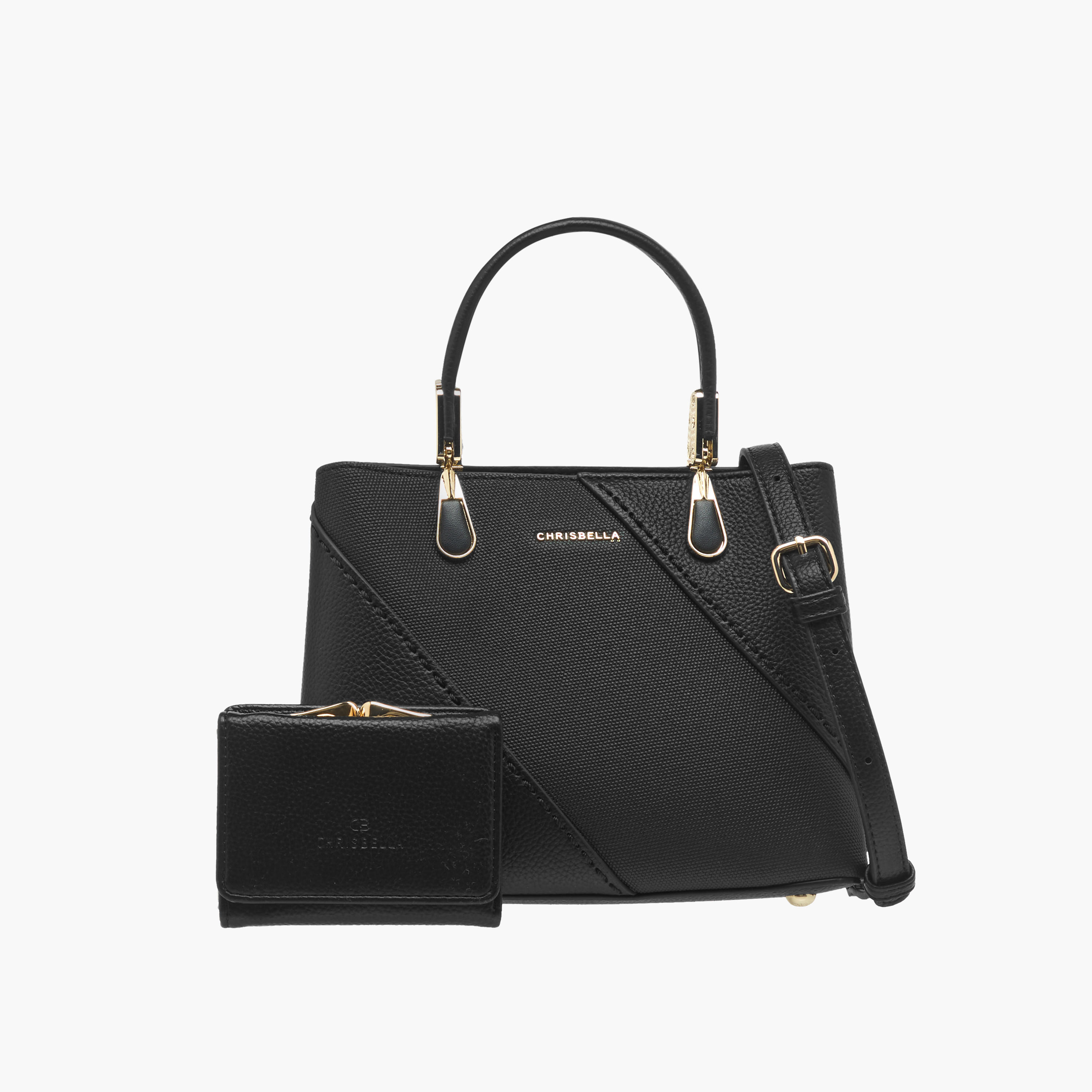 Chrisbella Textured Tote Bag with Detachable Strap and Wallet-women-bagsandwallets-handbags-image-1