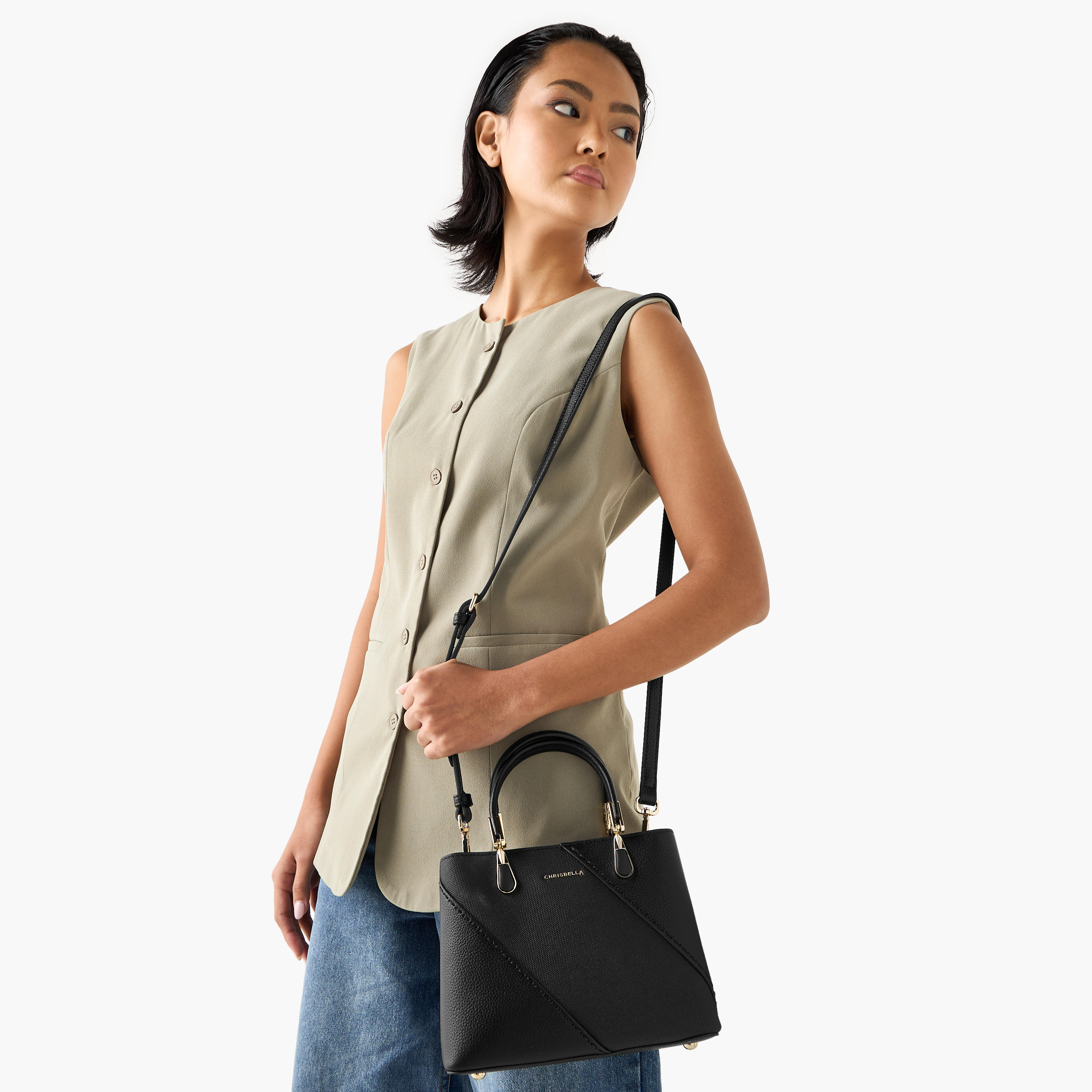Chrisbella Textured Tote Bag with Detachable Strap and Wallet-women-bagsandwallets-handbags-image-2