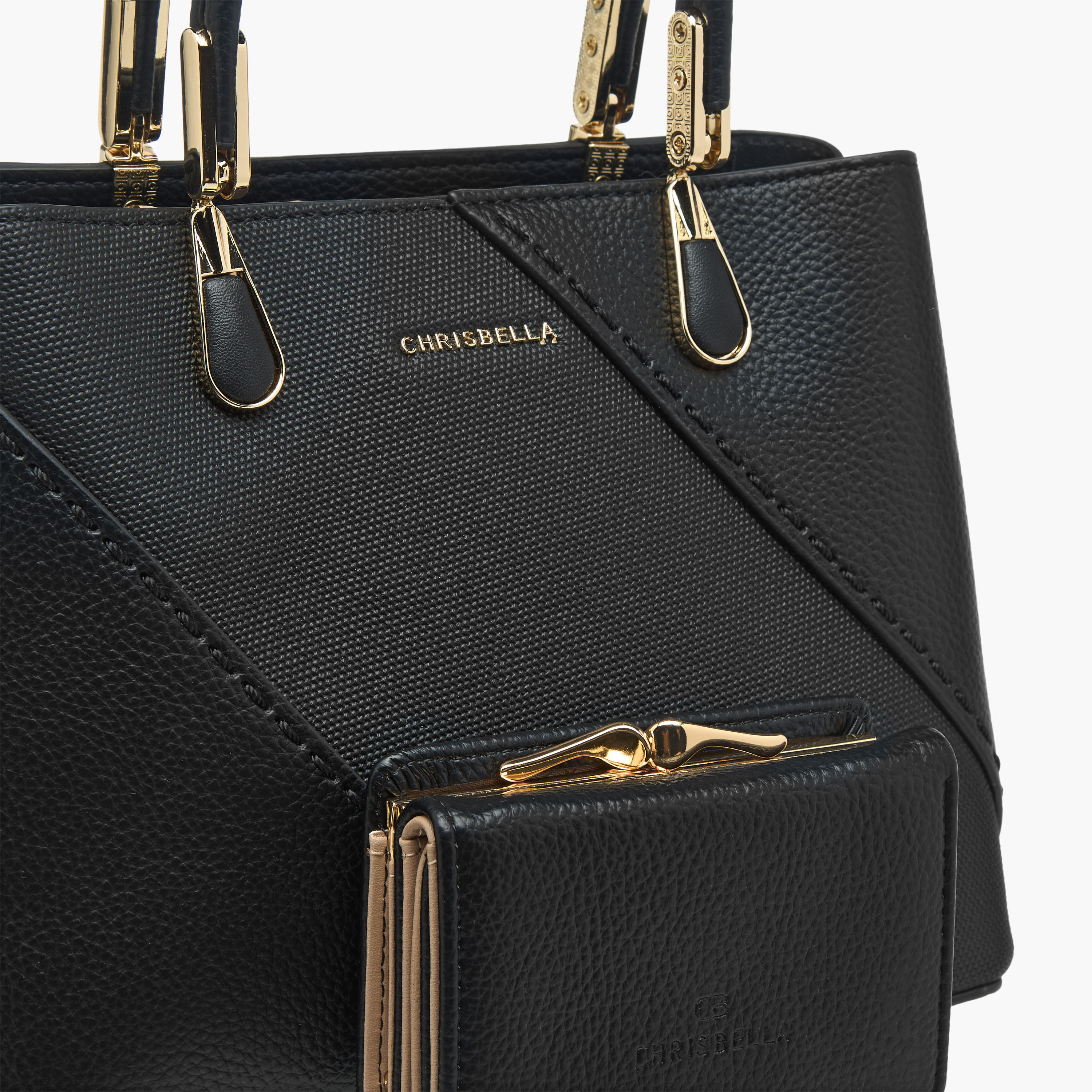 Chrisbella Textured Tote Bag with Detachable Strap and Wallet-women-bagsandwallets-handbags-image-6