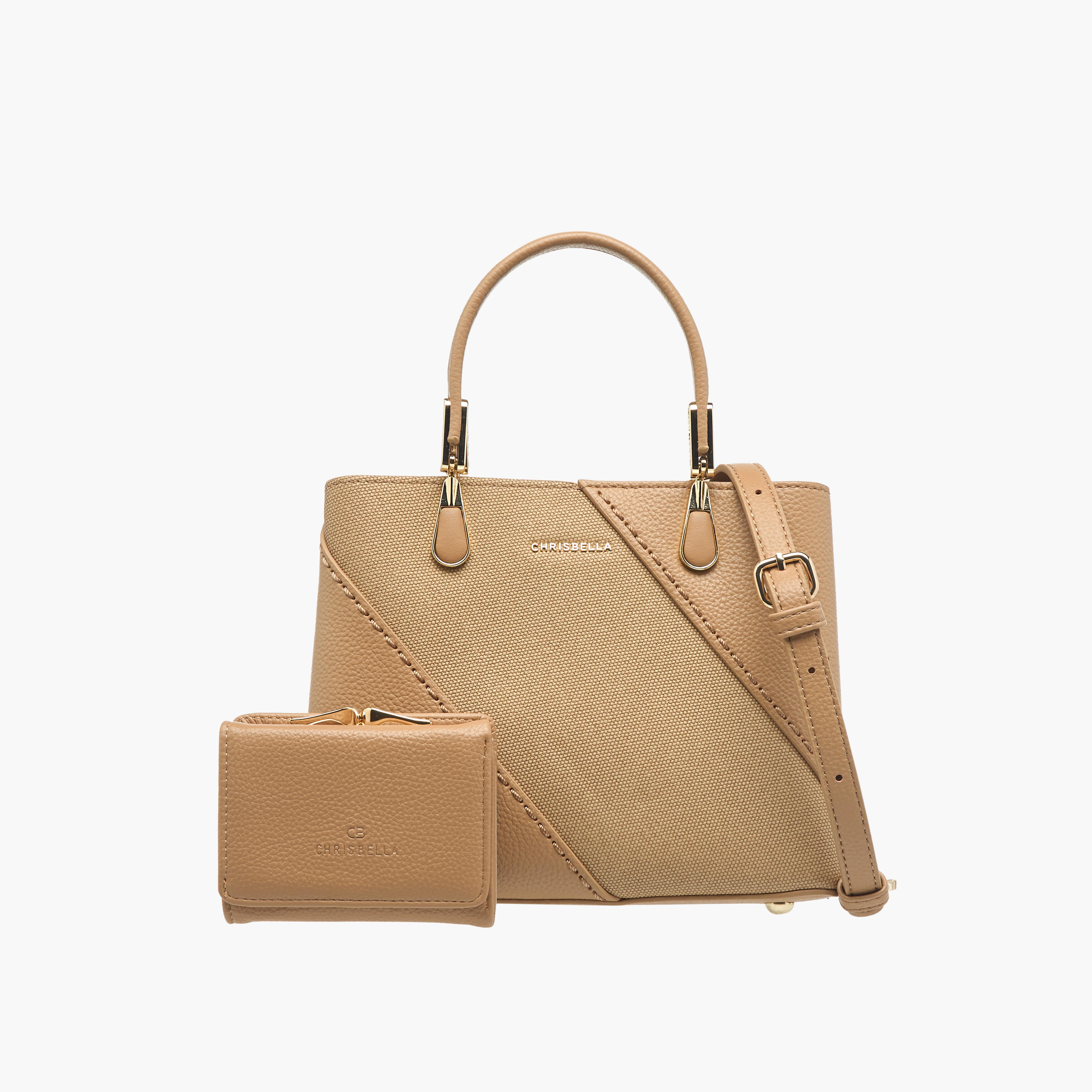 Chrisbella Textured Tote Bag with Detachable Strap and Wallet-women-bagsandwallets-handbags-image-1